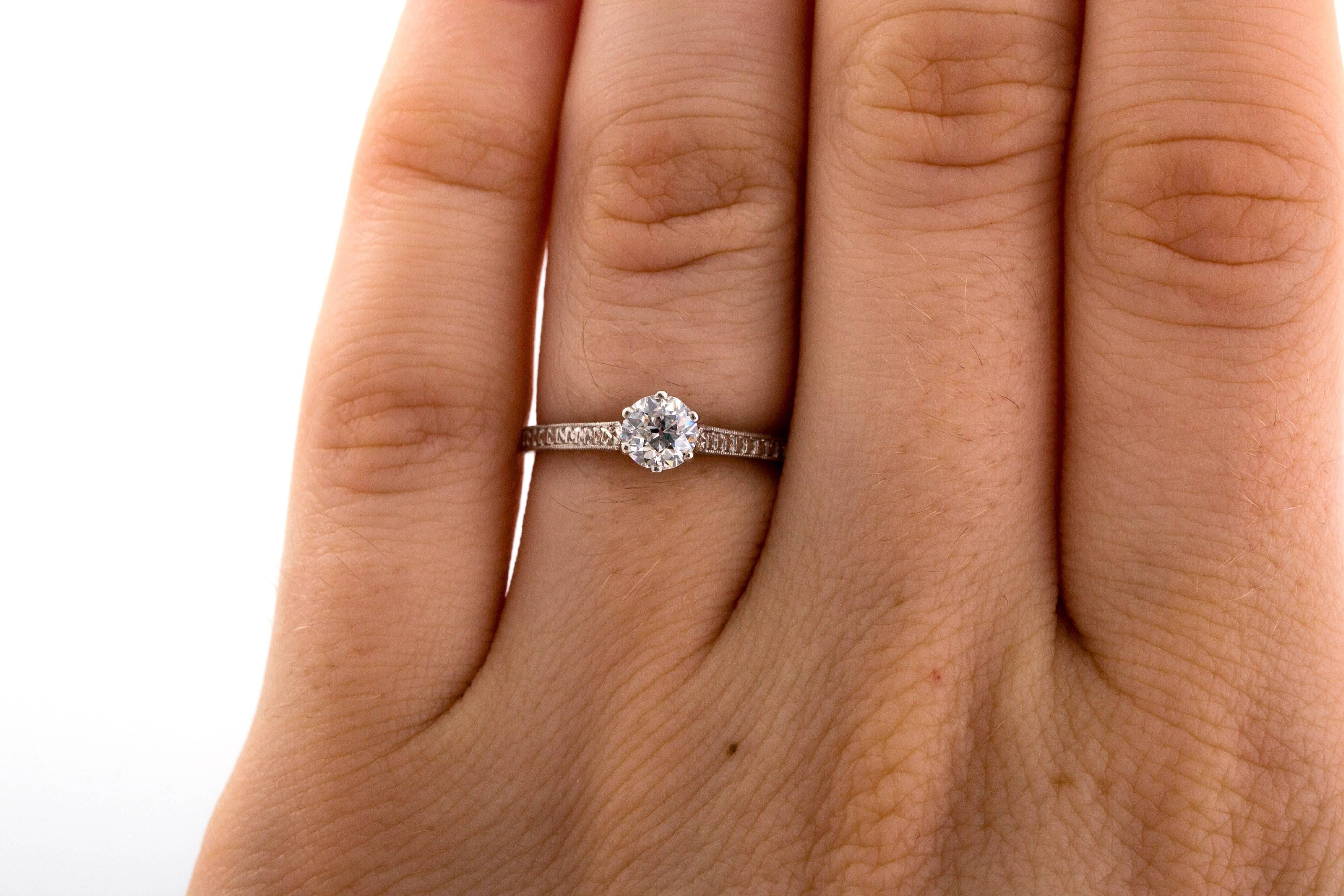 Women's 1910 Edwardian GIA Certified .33 Carat Diamond Platinum Engagement Ring