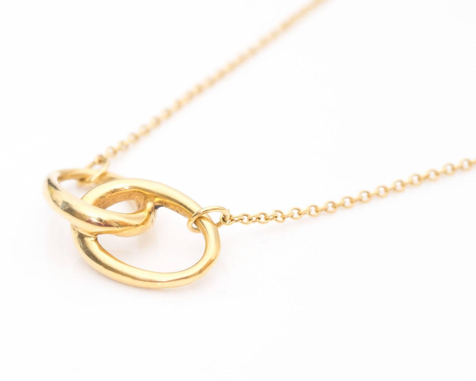 Tiffany and Co. Elsa Peretti Gold Necklace at 1stDibs | tiffany o pendant