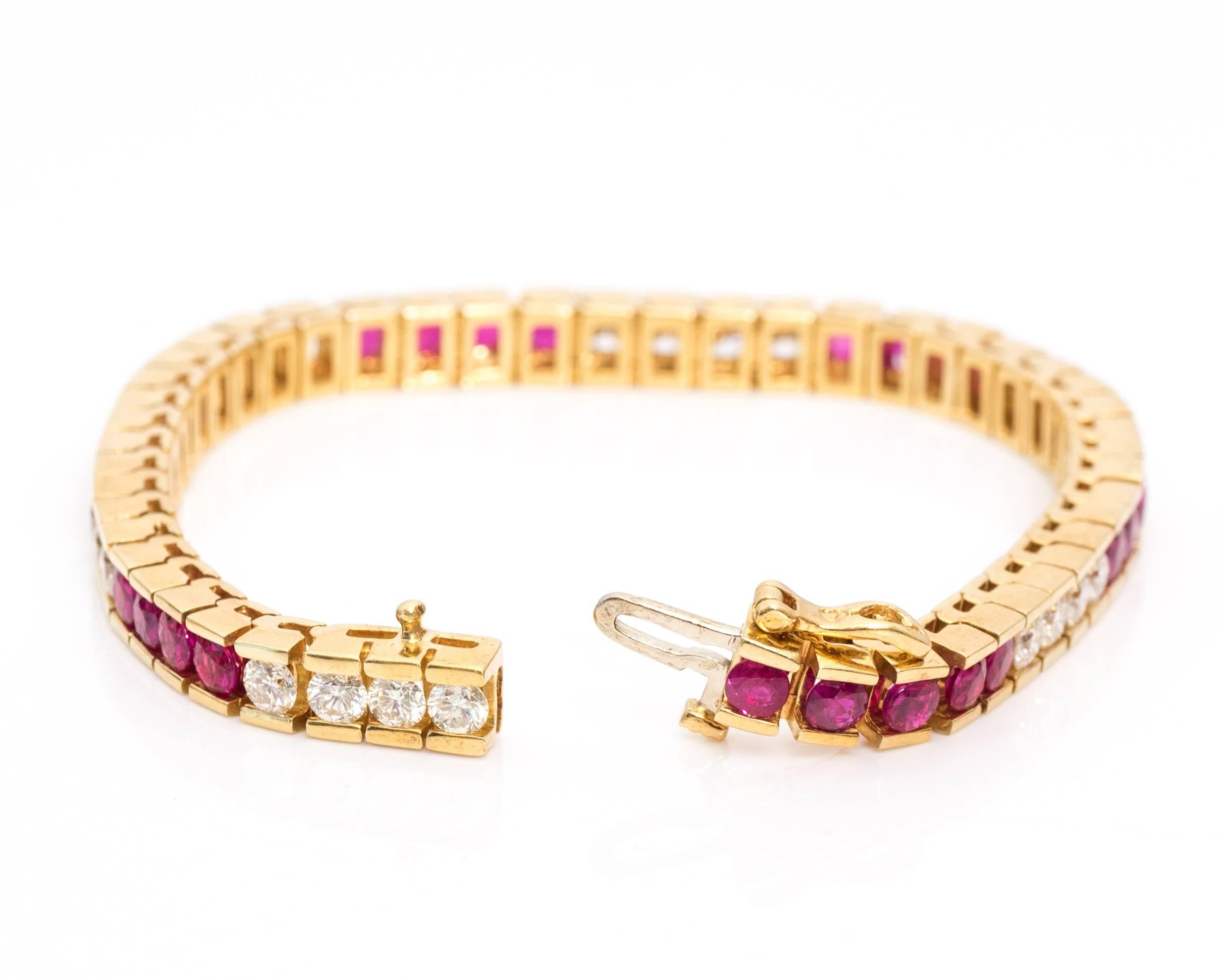 ruby and diamond bracelet yellow gold