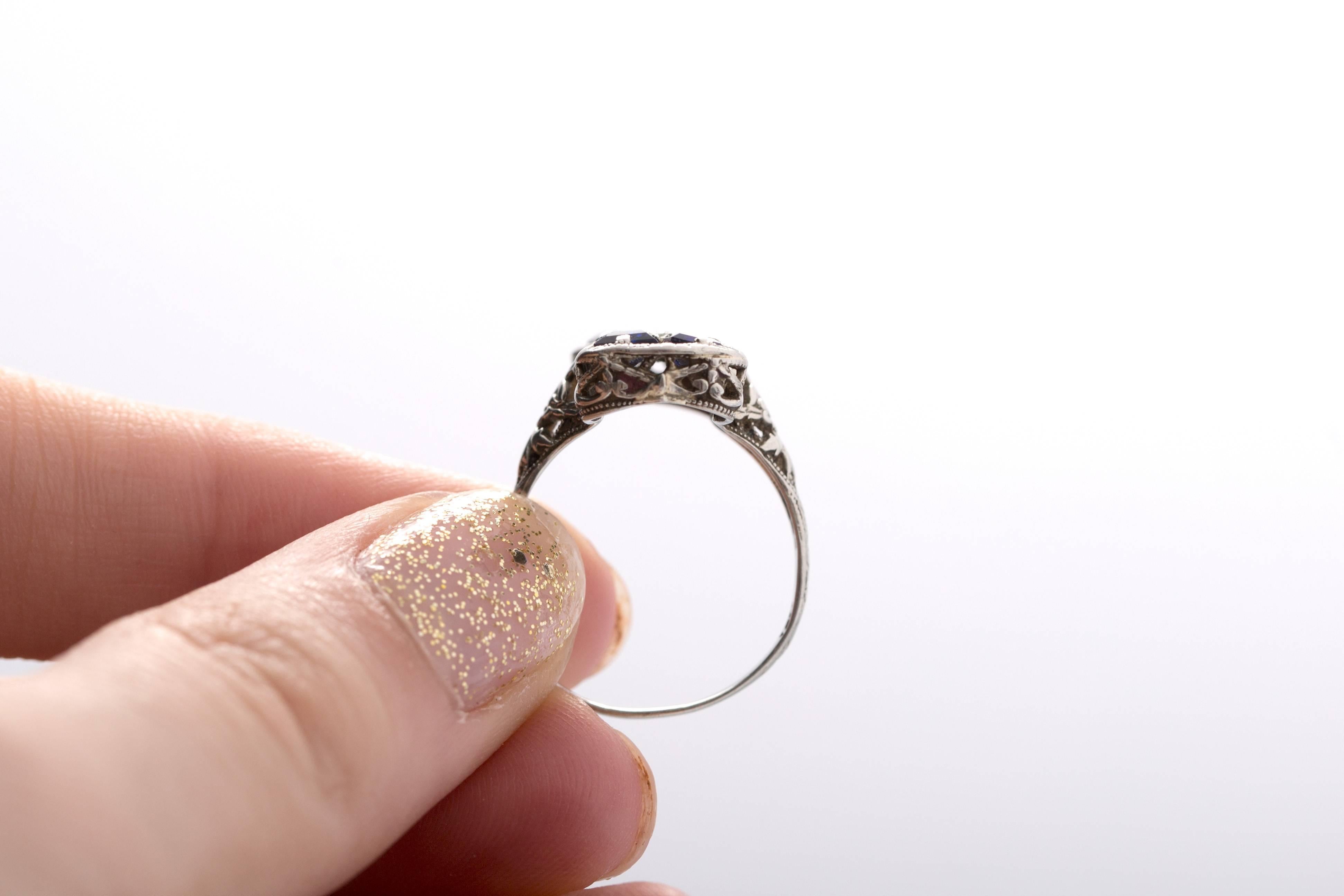 1930 18 Karat White Gold .01 Carat Antique Single Cut Diamond Engagement Ring In Excellent Condition In Atlanta, GA