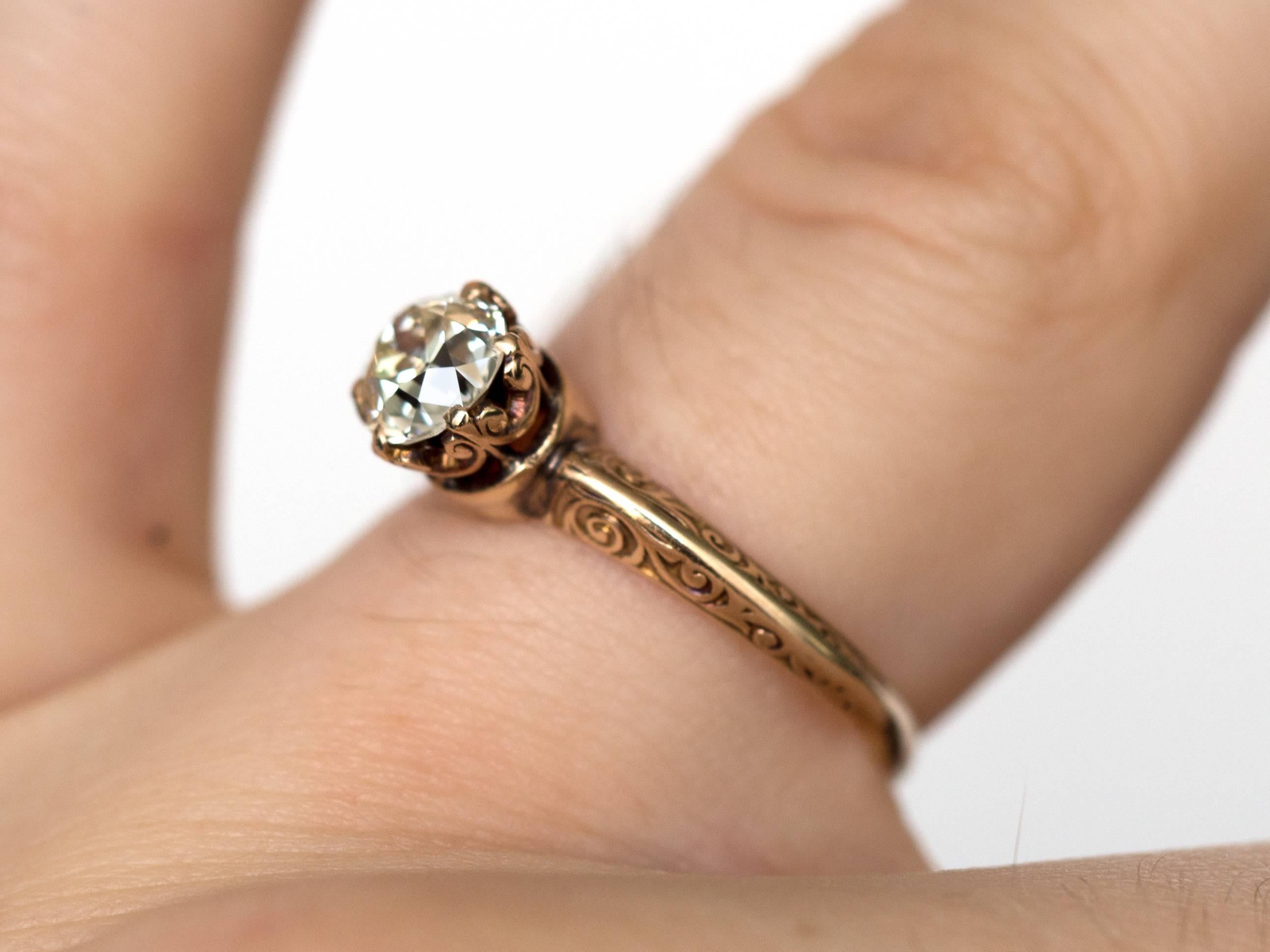 1890s GIA Certified .73 Carat Diamond Yellow Gold Engagement Ring 1