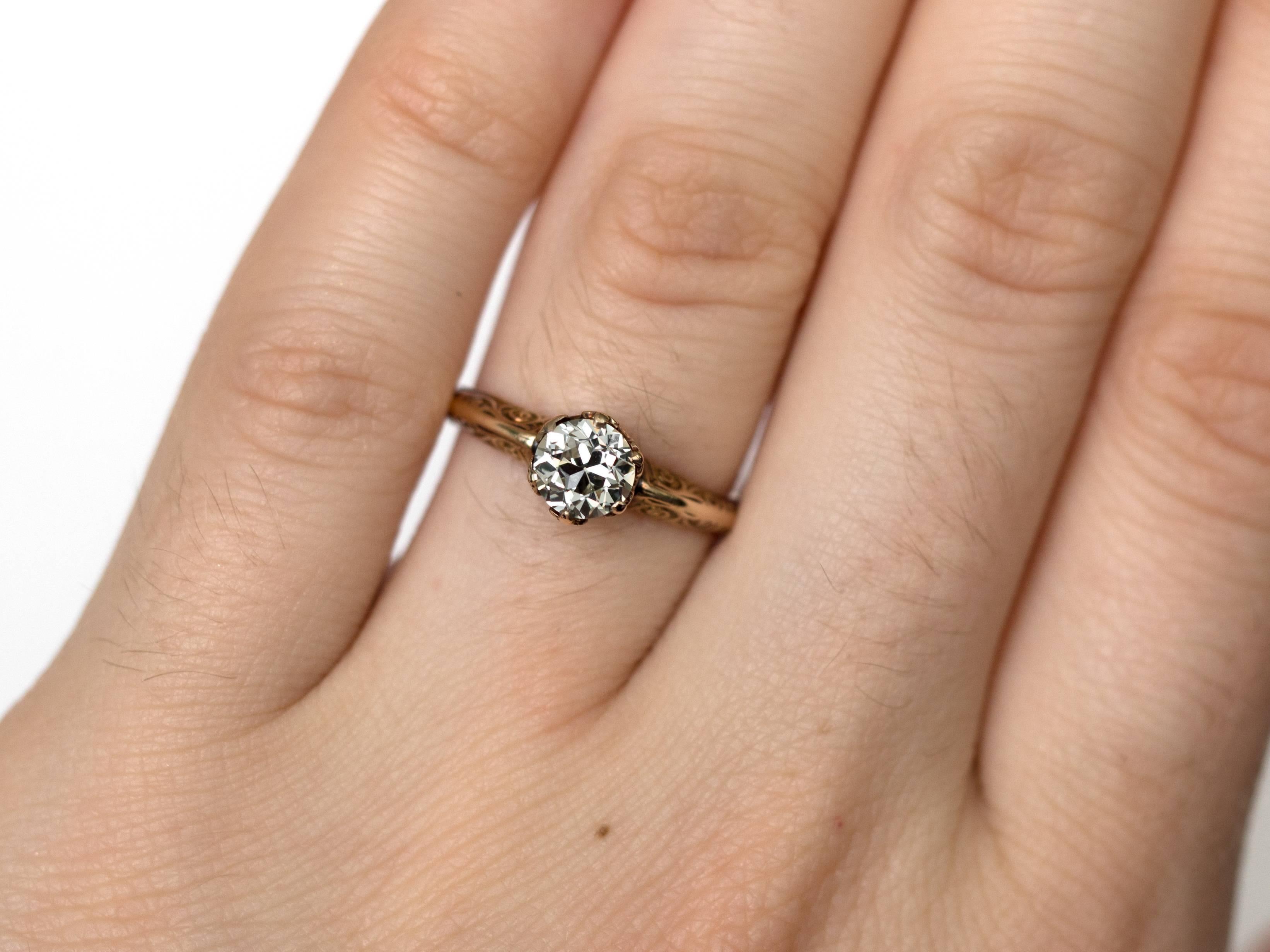 1890s GIA Certified .73 Carat Diamond Yellow Gold Engagement Ring 2