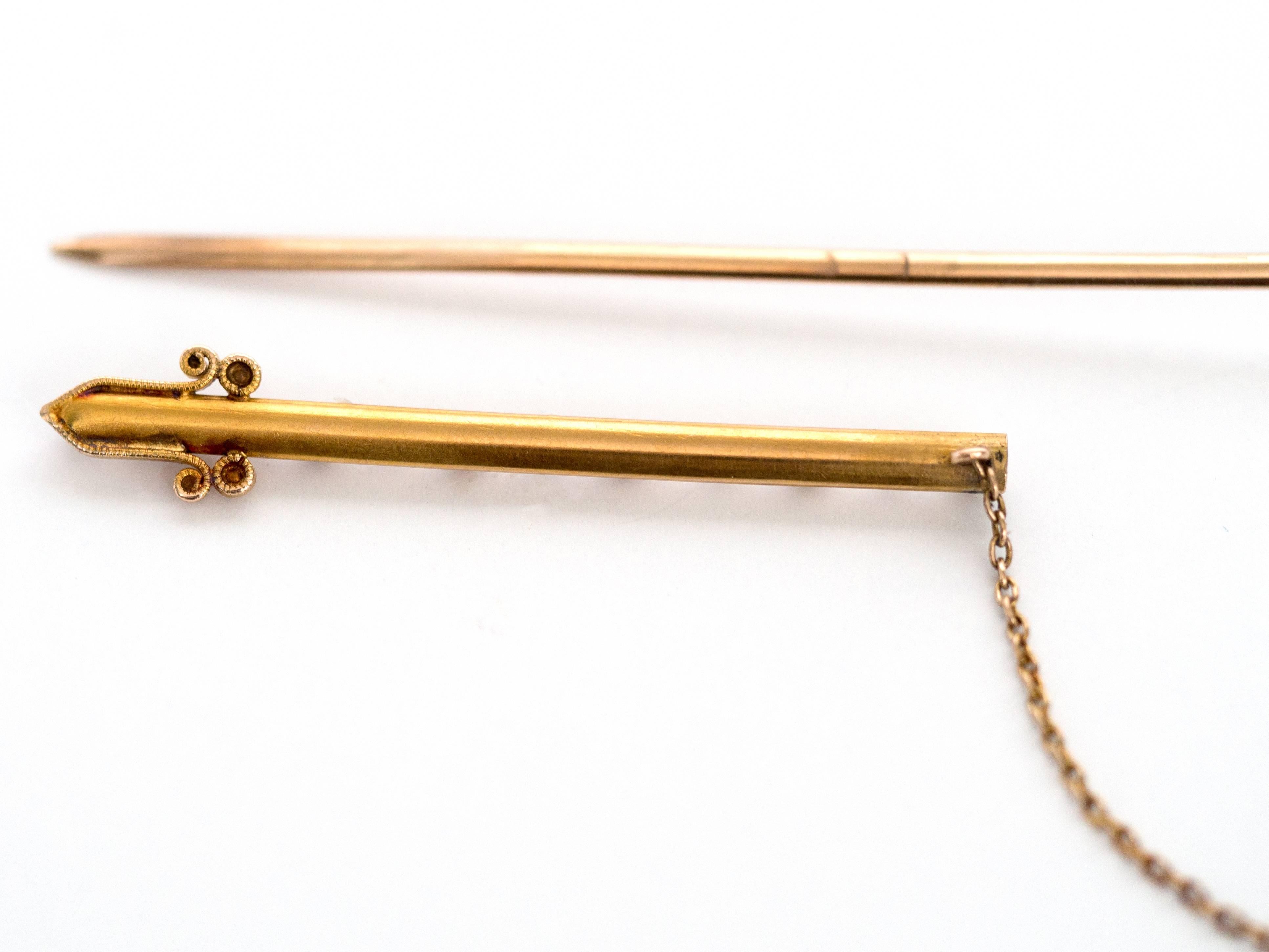 1870s Victorian .50 Carat Diamond Yellow Gold Sword Pin 6