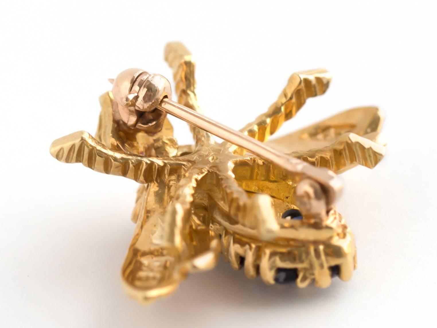 1970s Herbert Rosenthal Sapphire Ruby Diamond Gold Bee Pin 3