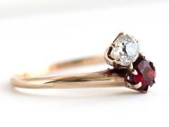 1880s GIA Certified .39 Carat Ruby Diamond Yellow Gold Engagement Ring