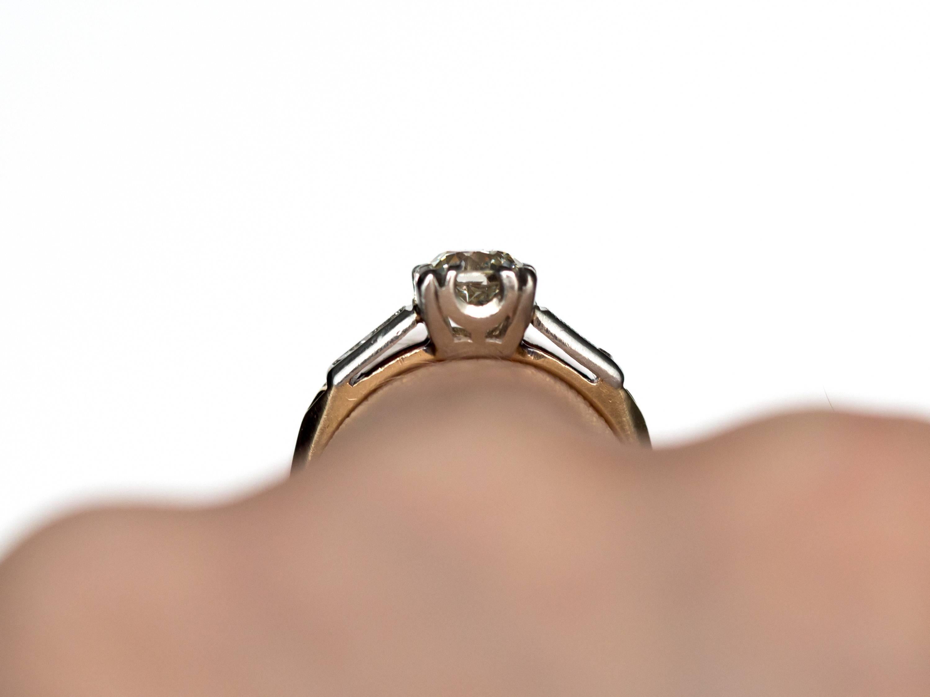 Women's 1930s .70 Carat Old European Cut Diamond Gold Platinum Engagement Ring
