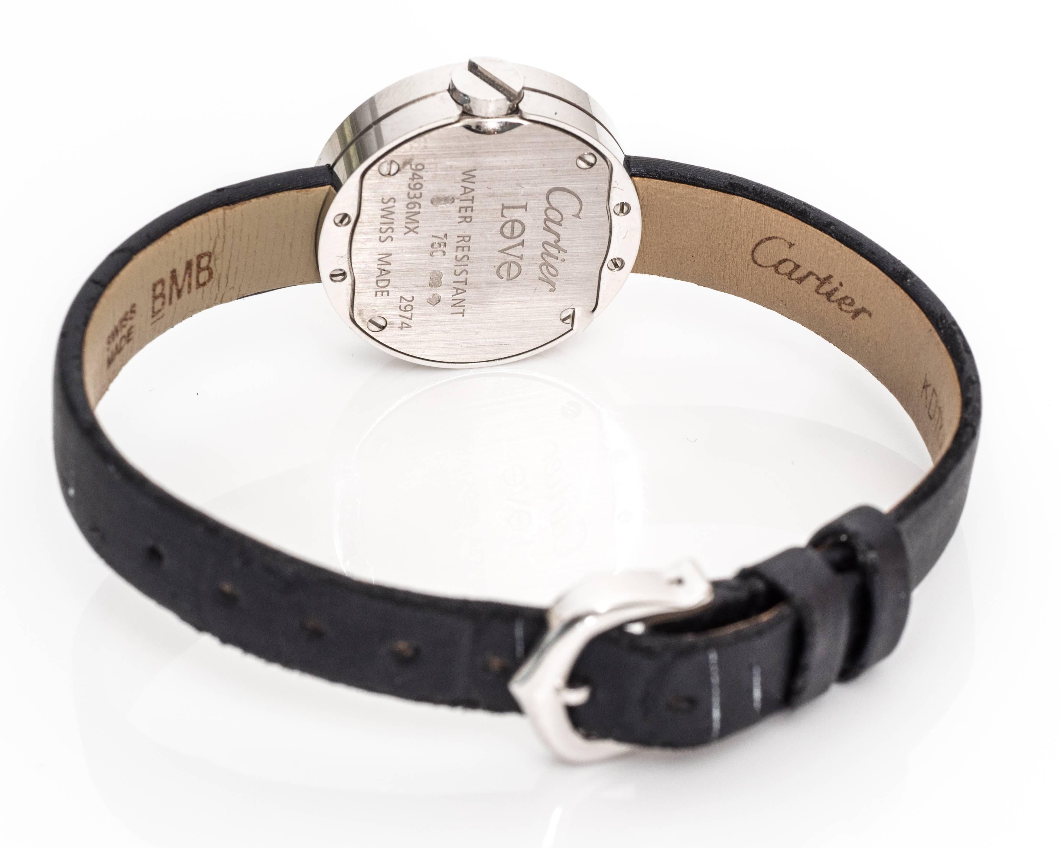Modern Cartier Love 18 Karat White Gold and Diamond Wrist Watch For Sale