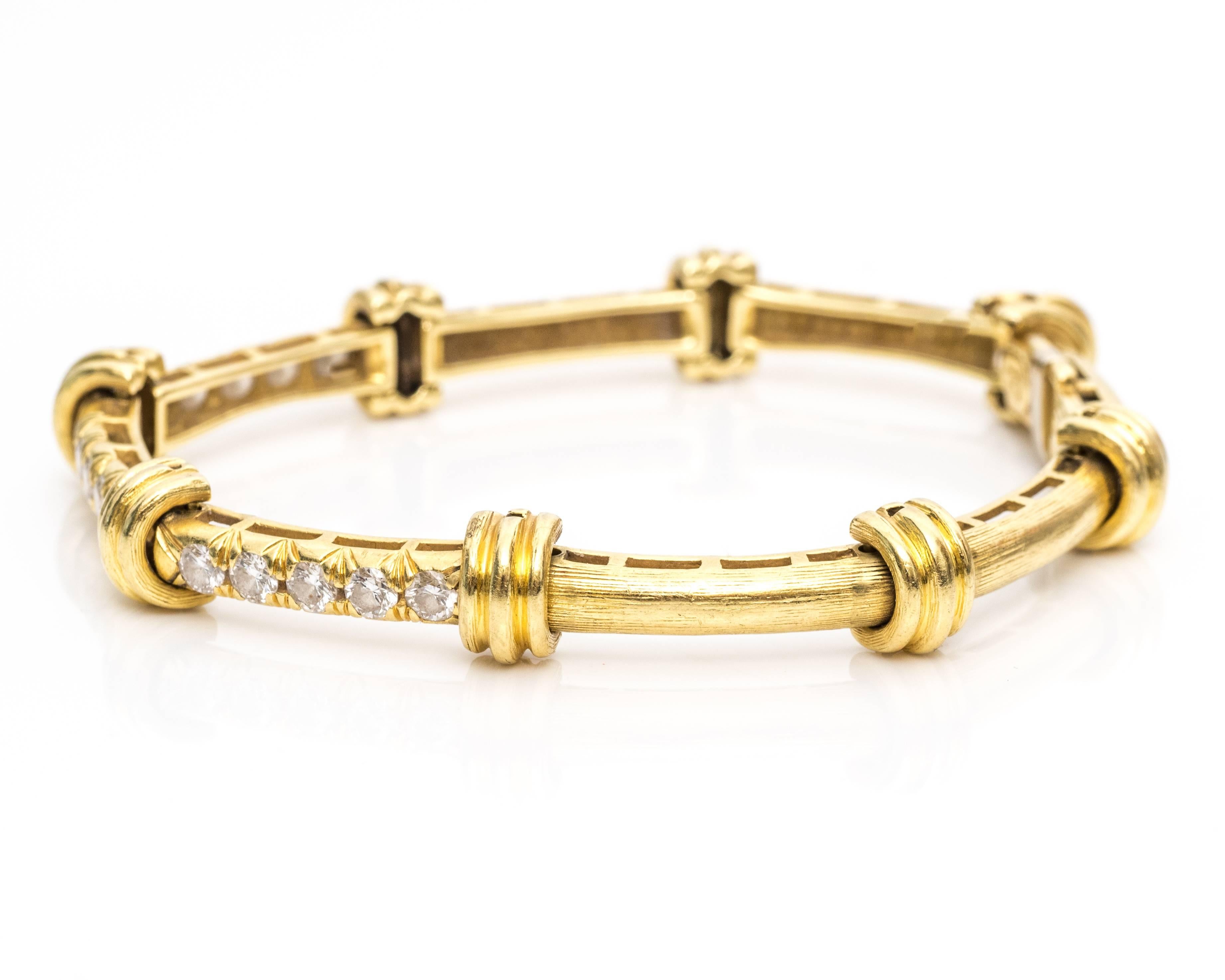 Modernist 1990s Diamond Gold Dunay Bracelet