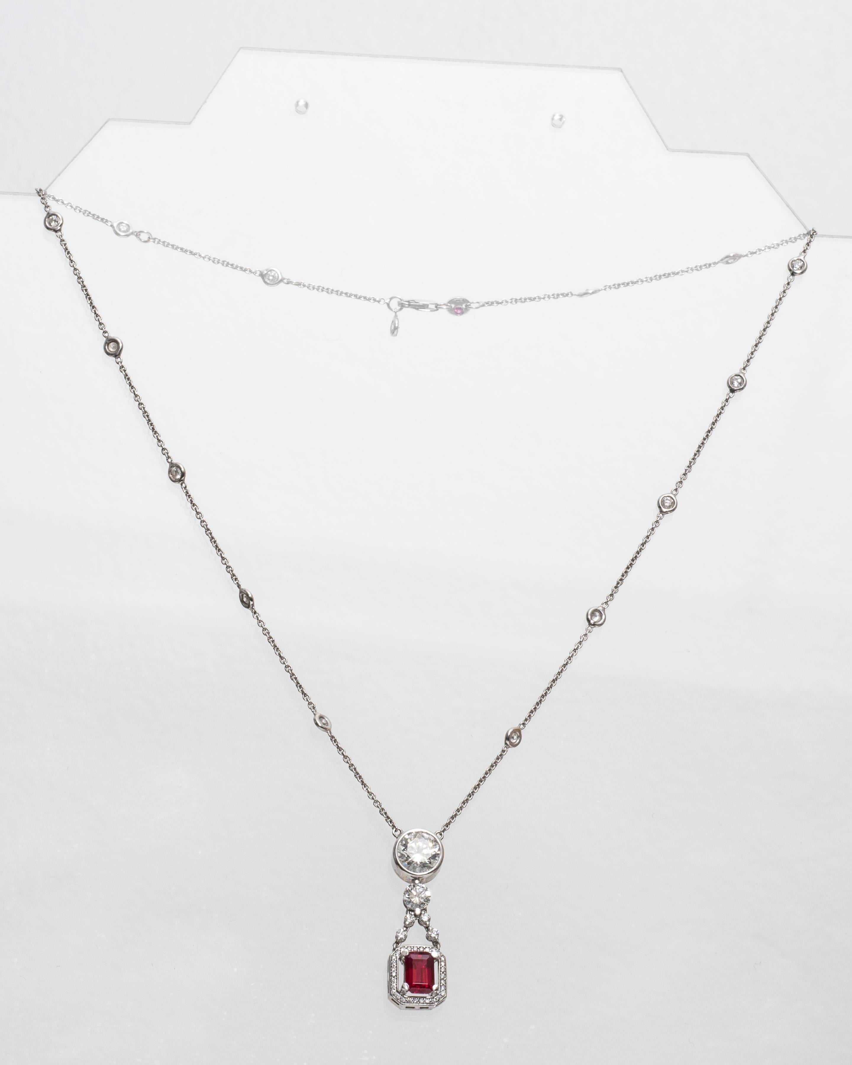  Roberto Coin Collier en or blanc 18 carats avec rubis de 2,08 carats et diamants de 3,69 carats Pour femmes 
