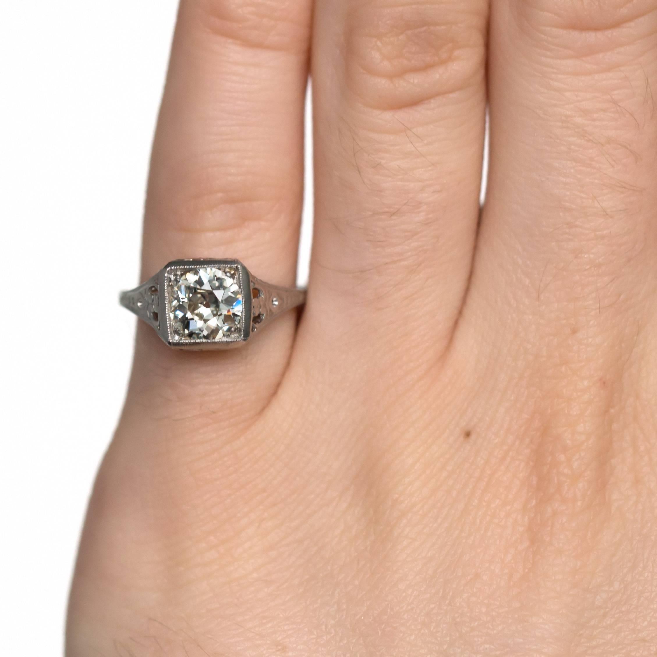 1910s Edwardian 1.04 Carat GIA Certified Diamond Platinum Engagement Ring 2