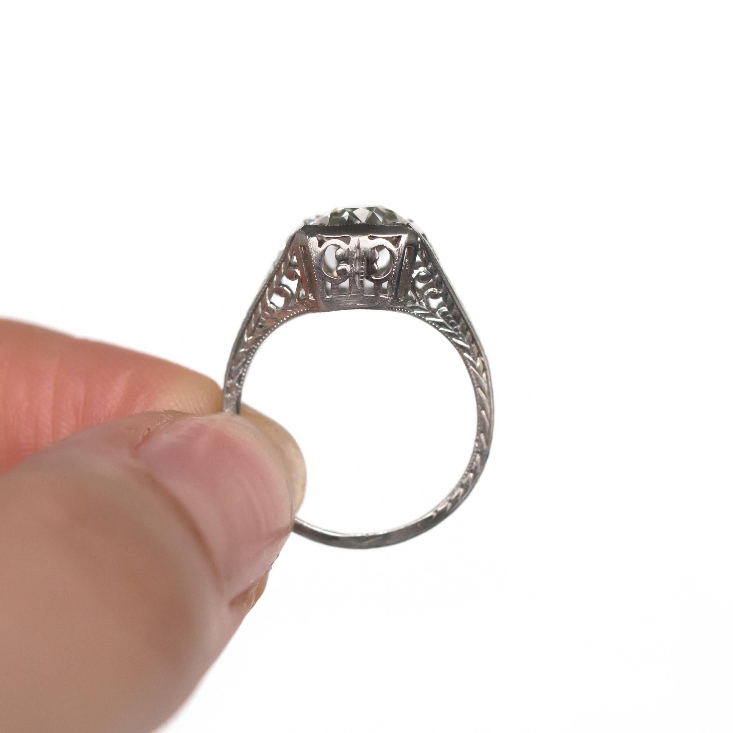 1910s Edwardian 1.04 Carat GIA Certified Diamond Platinum Engagement Ring 1