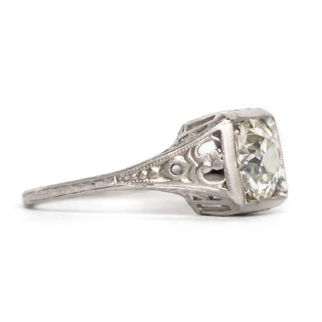 1910s Edwardian 1.04 Carat GIA Certified Diamond Platinum Engagement Ring In Excellent Condition In Atlanta, GA