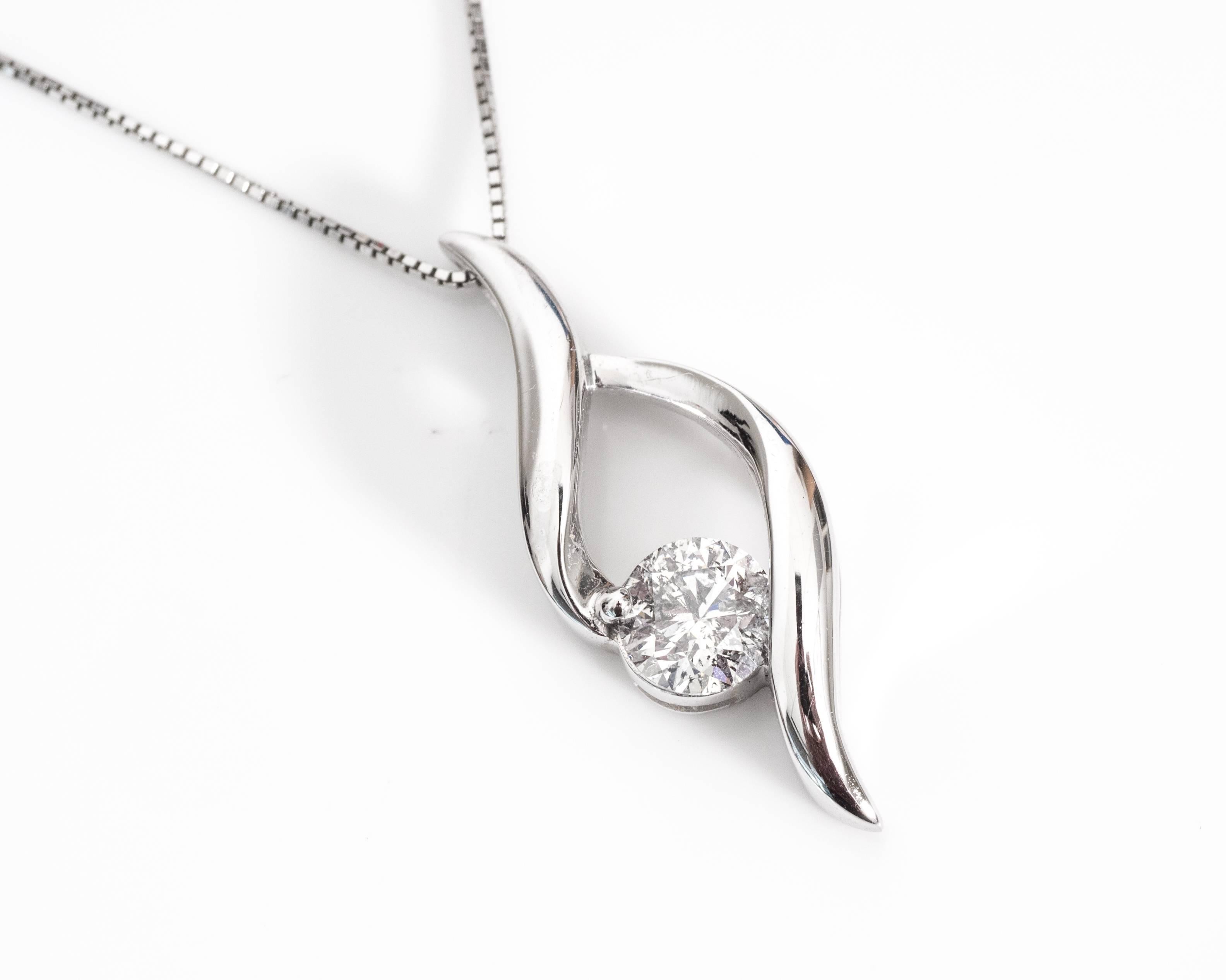 Modern 0.50 Carat Diamond White Gold Infinity Solitaire Necklace For Sale