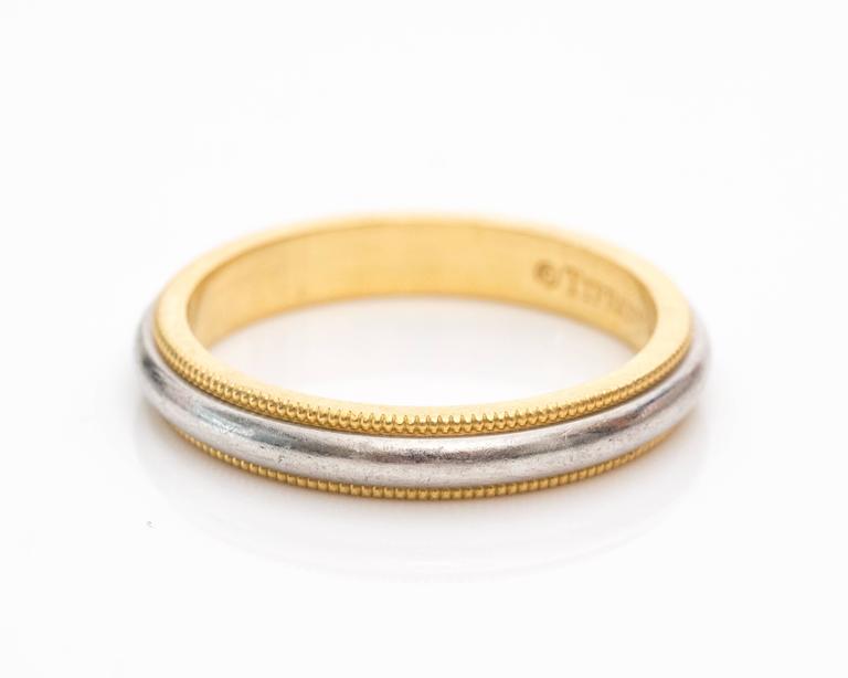 Tiffany & Co. Wedding Band Yellow Gold Platinum Ring In Good Condition In Hicksville, NY
