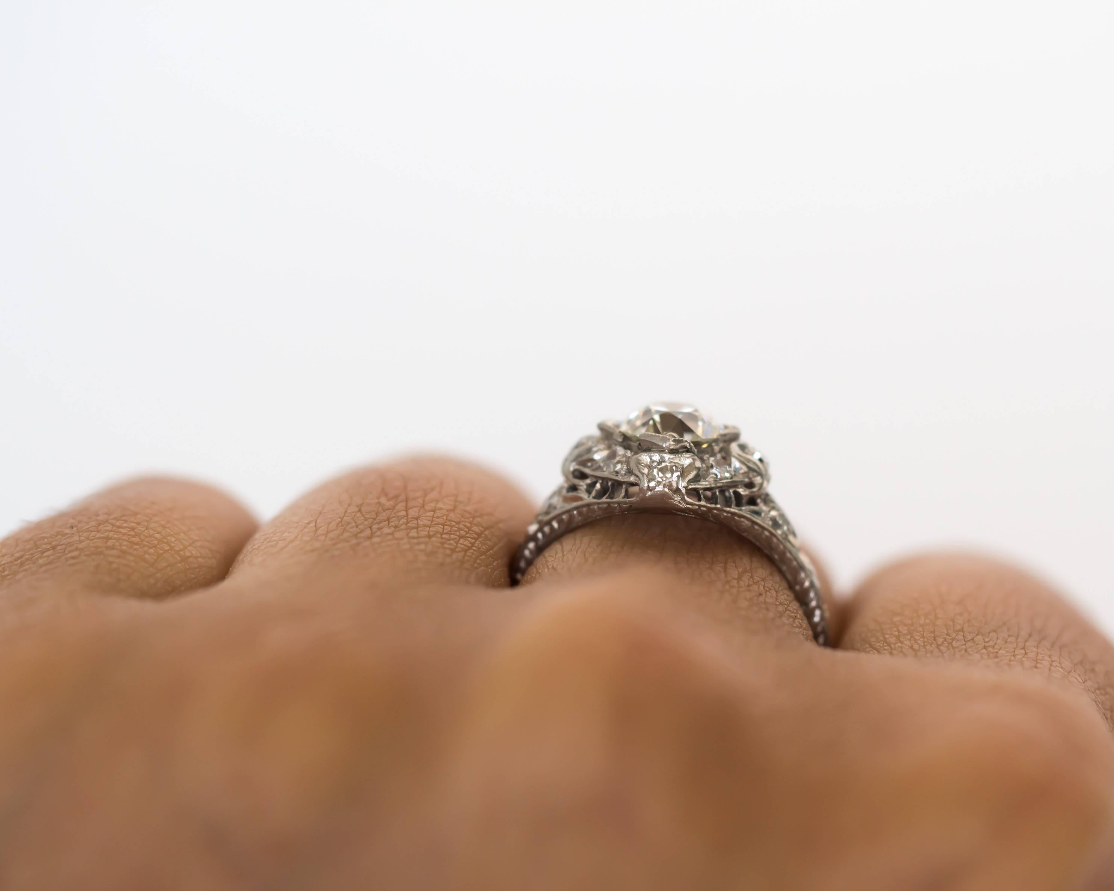 1910s Edwardian .85 Carat Diamond Platinum Engagement Ring 2