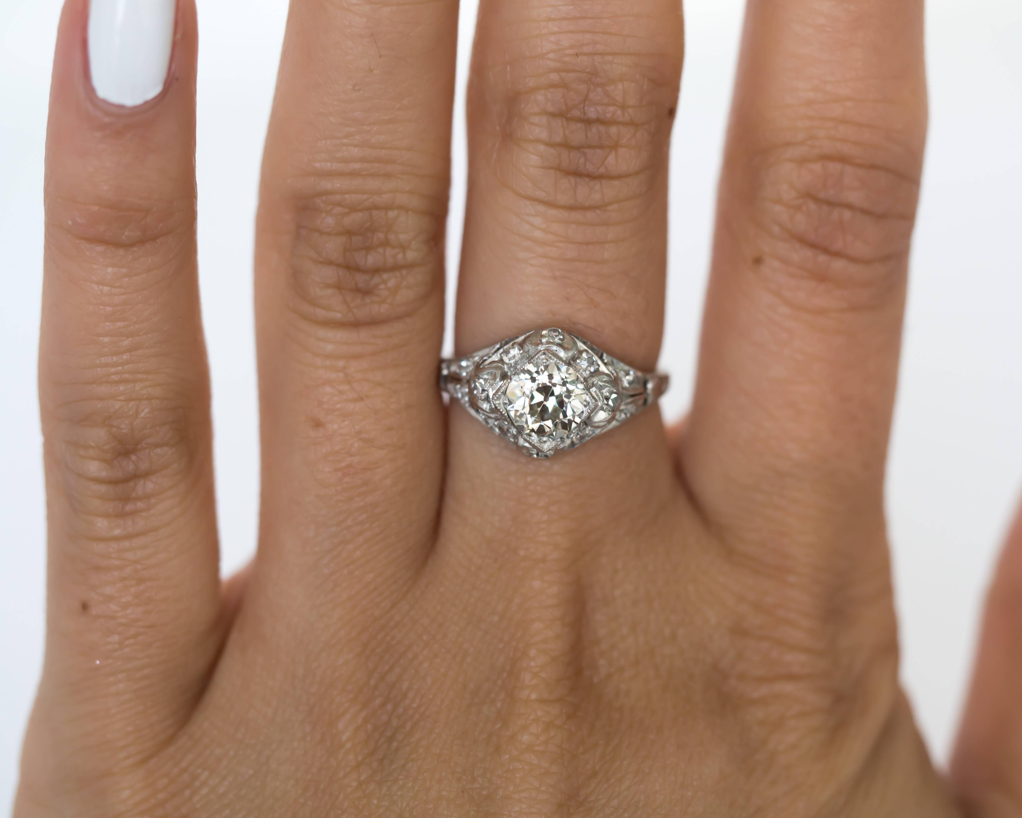 Women's 1910s Edwardian .85 Carat Diamond Platinum Engagement Ring