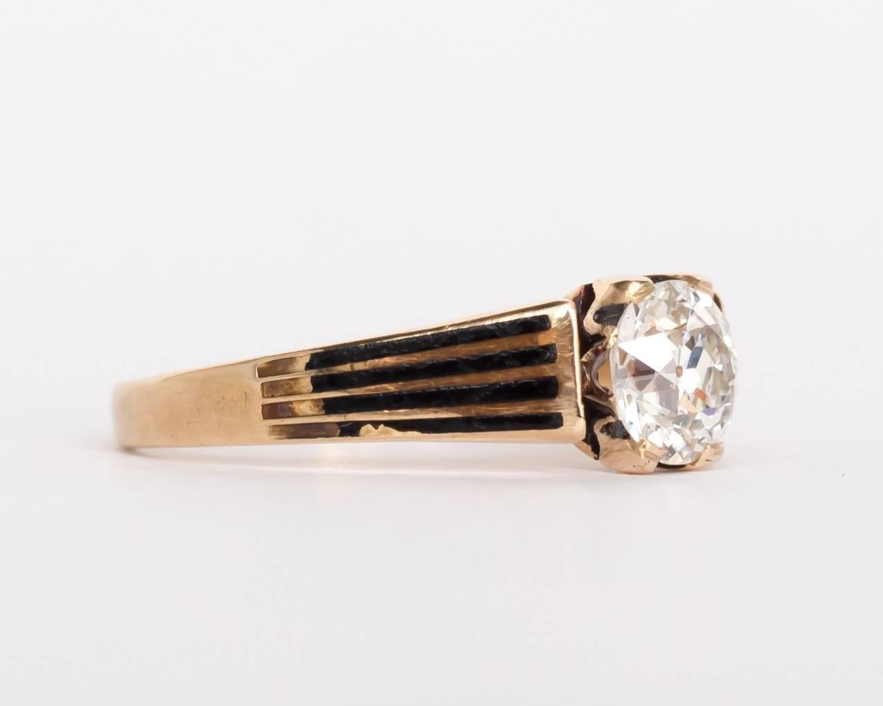 1890s Victorian GIA Certified .64 Carat Diamond Yellow Gold Engagement Ring In Excellent Condition In Atlanta, GA