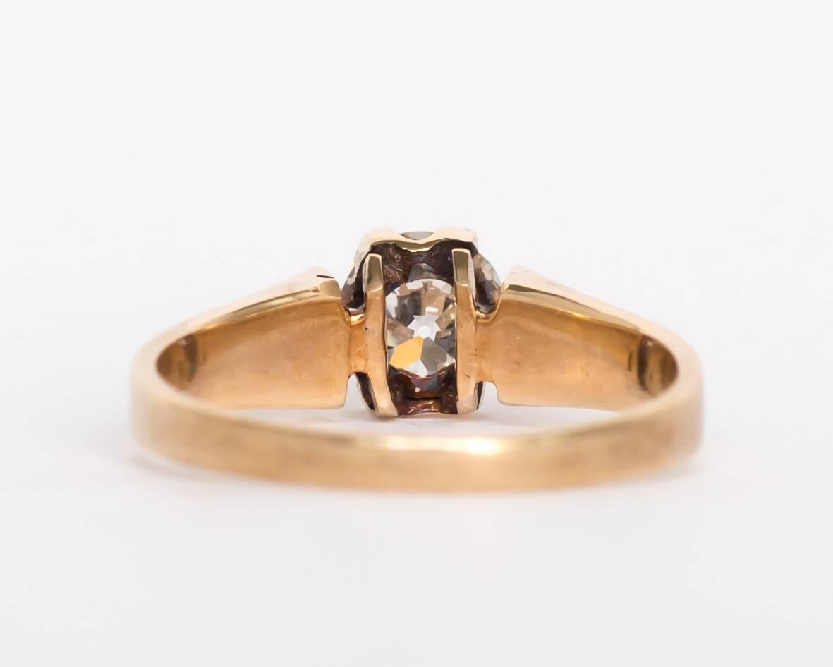 Women's 1890s Victorian GIA Certified .64 Carat Diamond Yellow Gold Engagement Ring
