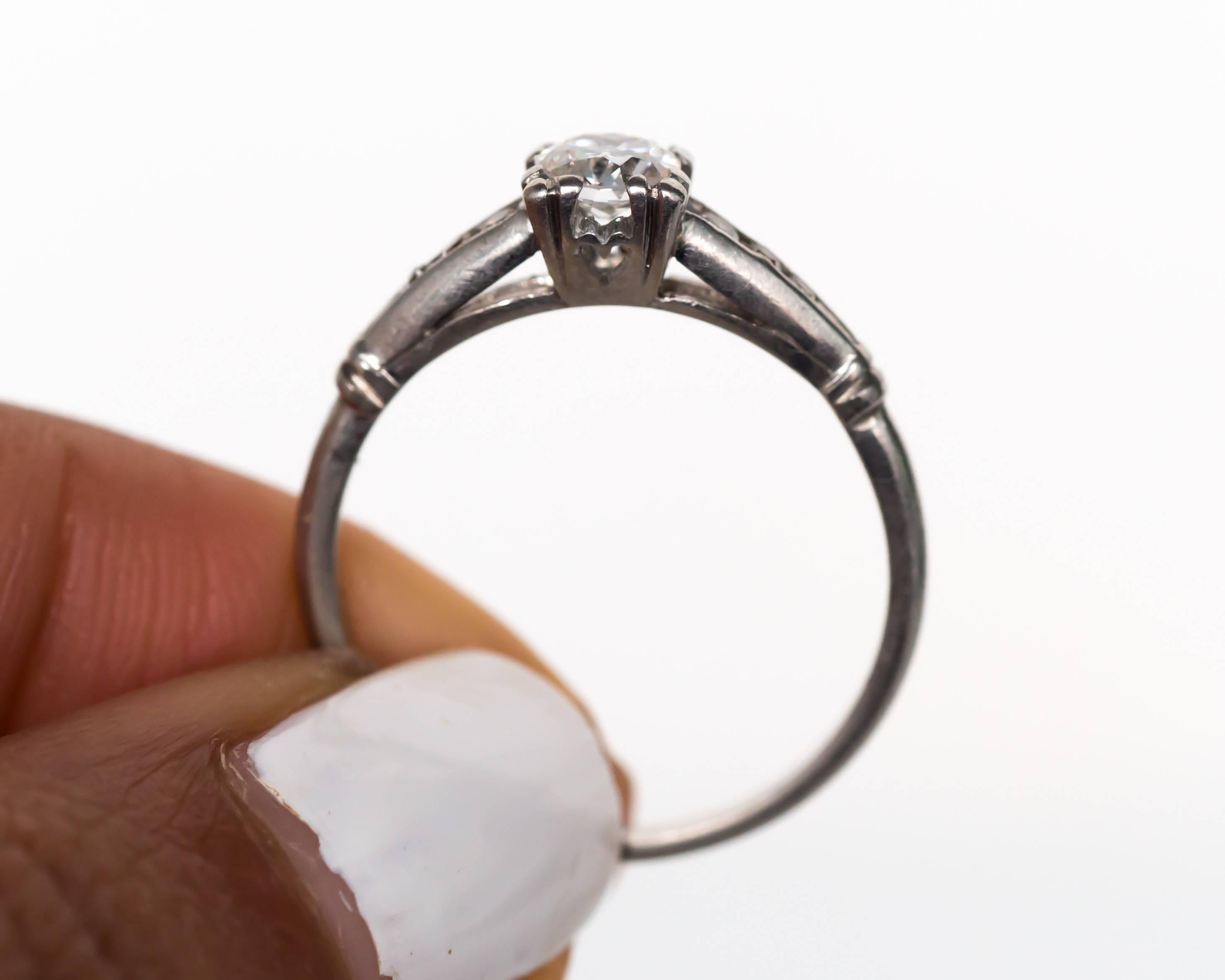 1920s Art Deco .35 Carat Old European Brilliant Diamond Platinum Engagement Ring 1