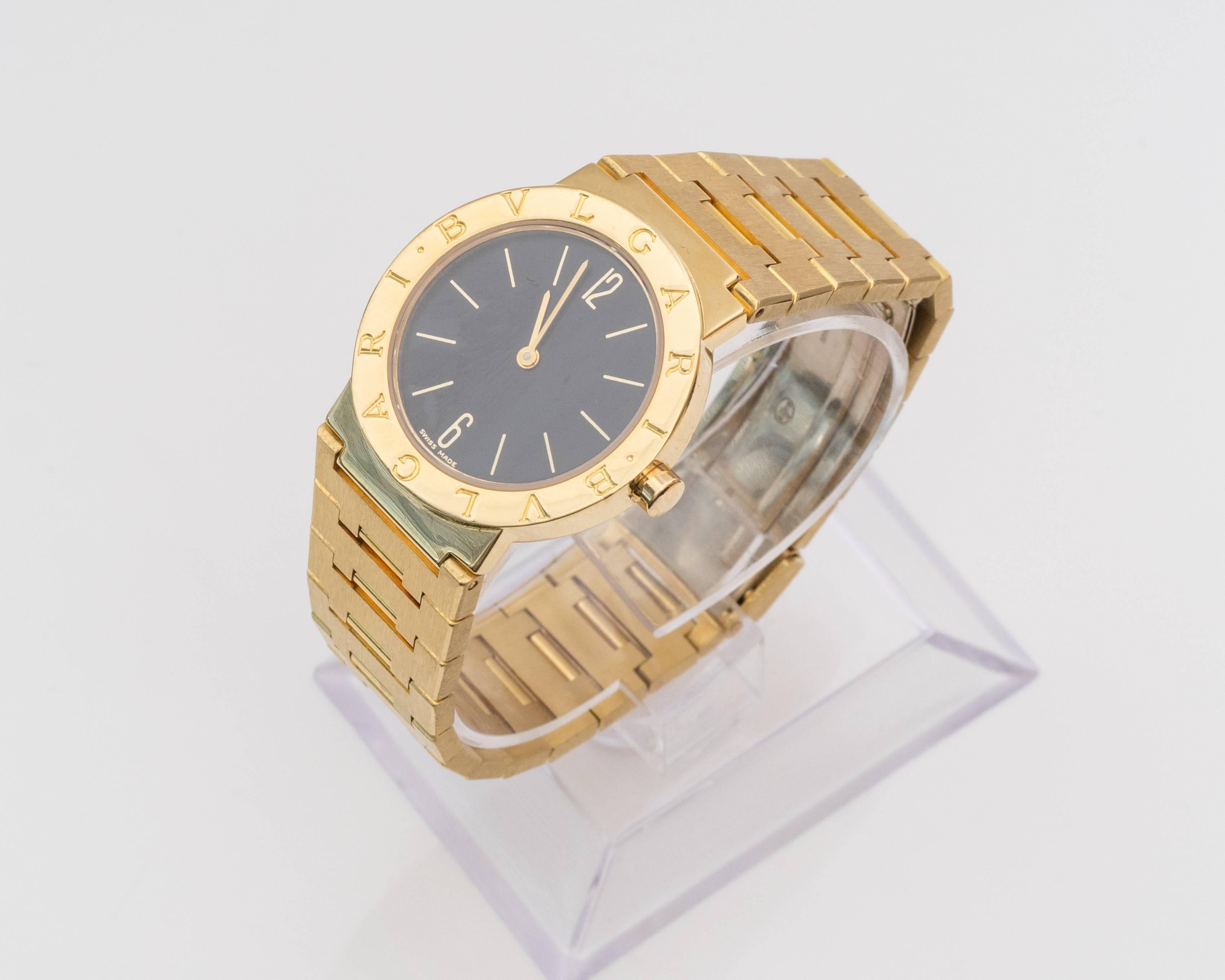 Modern Bulgari Ladies 18 Karat Yellow Gold Wrist Watch