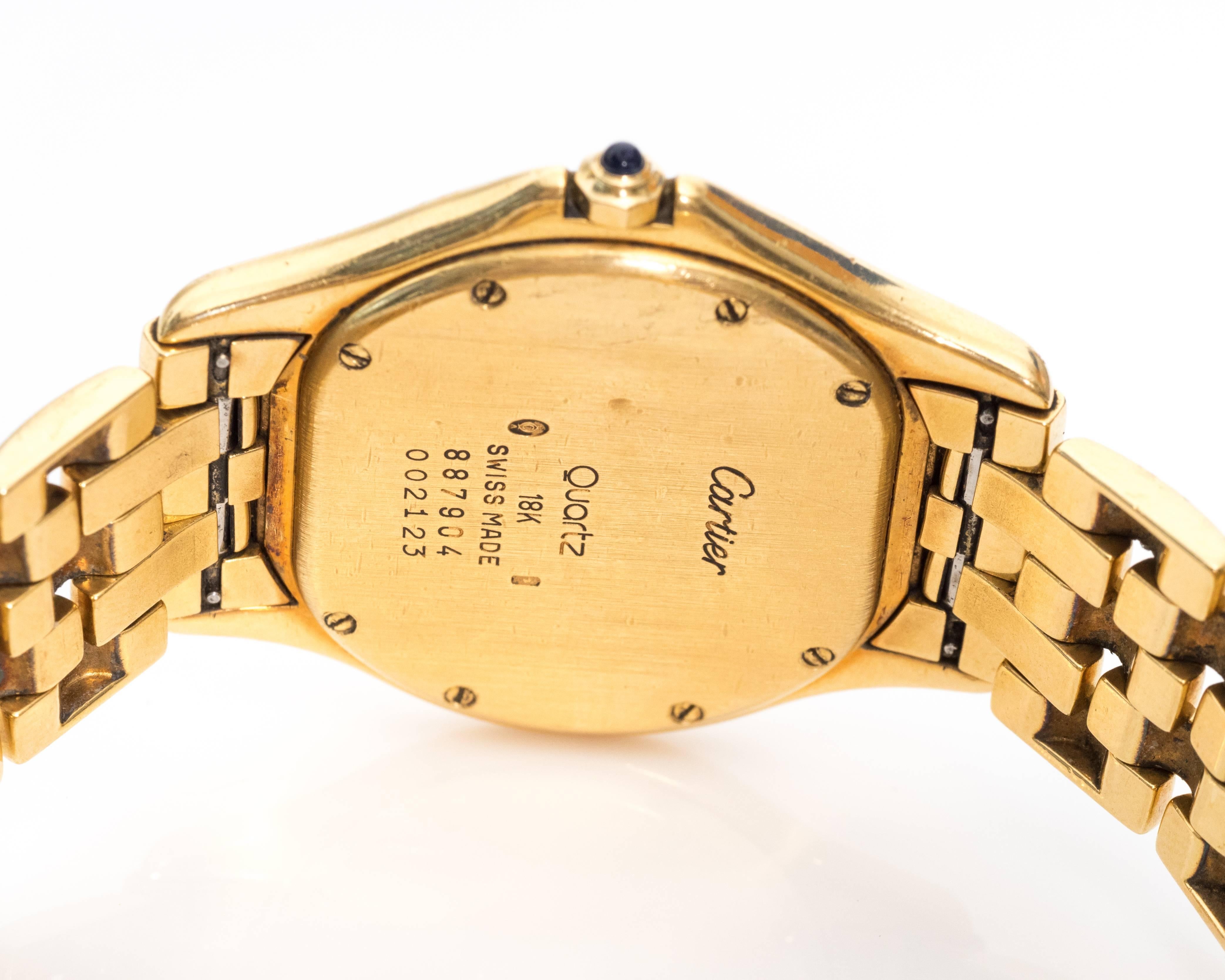 1980s Cartier Cougar 18 Karat Yellow Gold Watch 2
