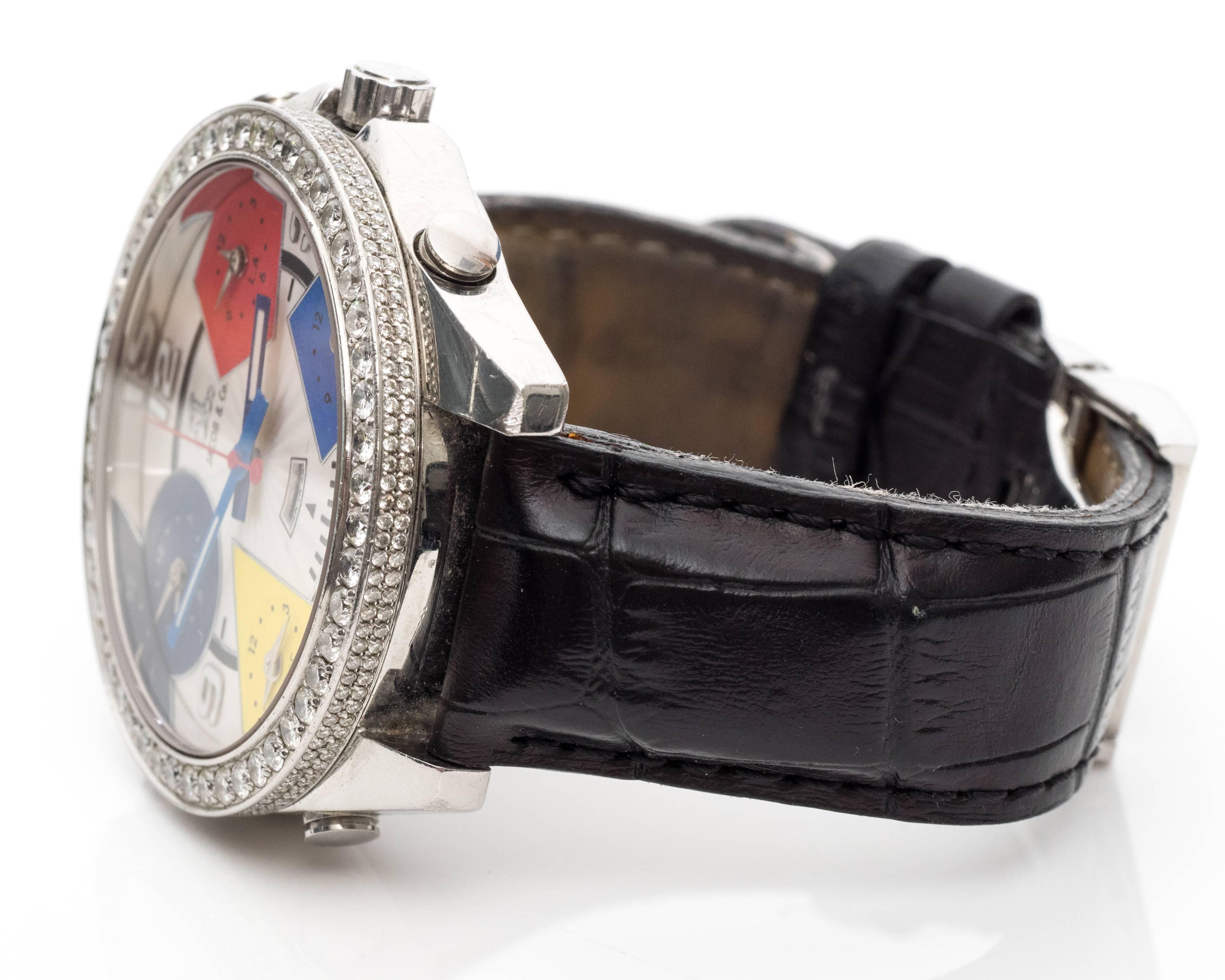Women's or Men's Jacob & Co. Stainless Steel Diamond Bezel Wristwatch