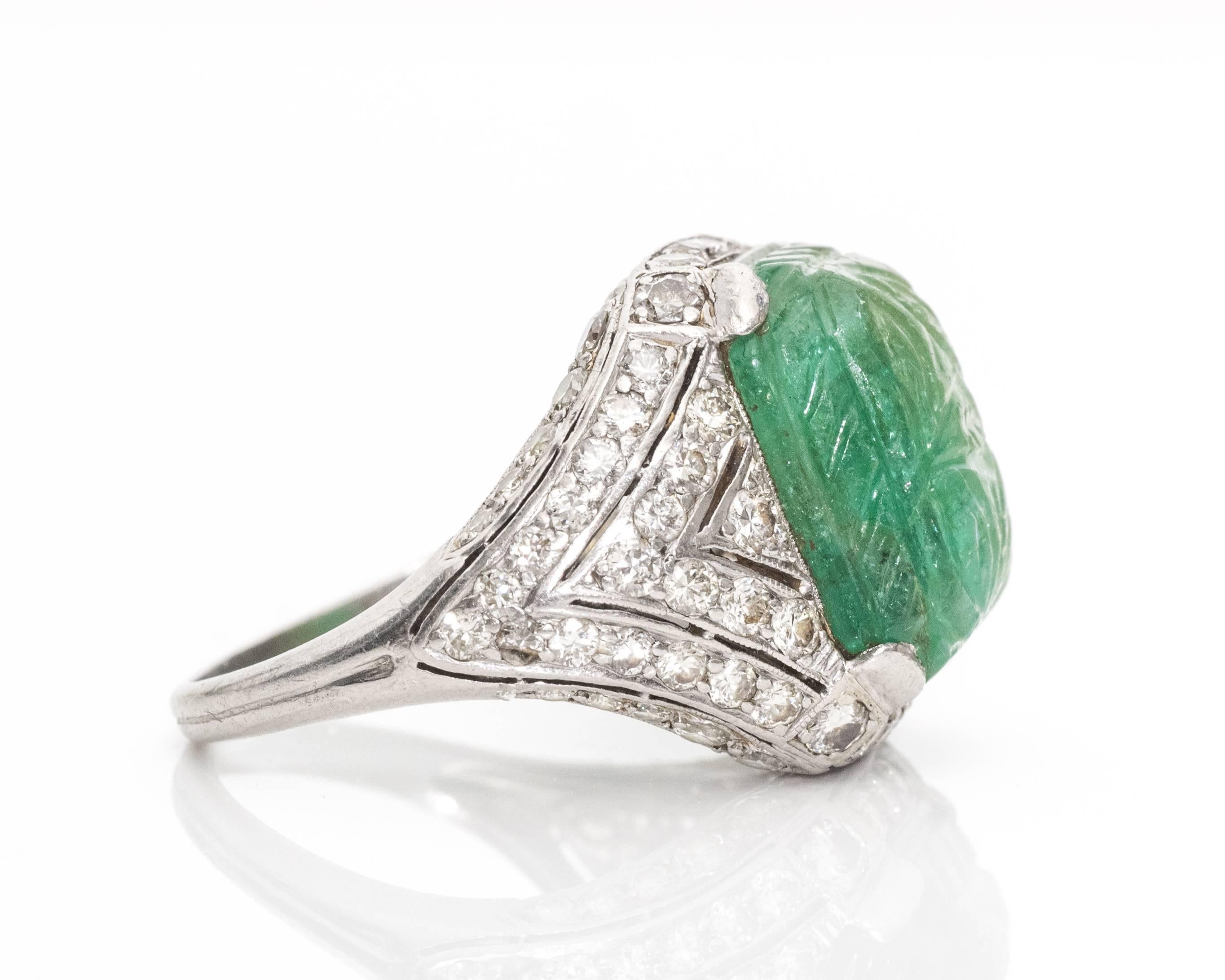 carved emerald ring