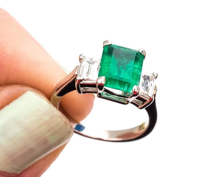 2.10 Carat Columbian Emerald and Diamond Tycoon Platinum Engagement ...