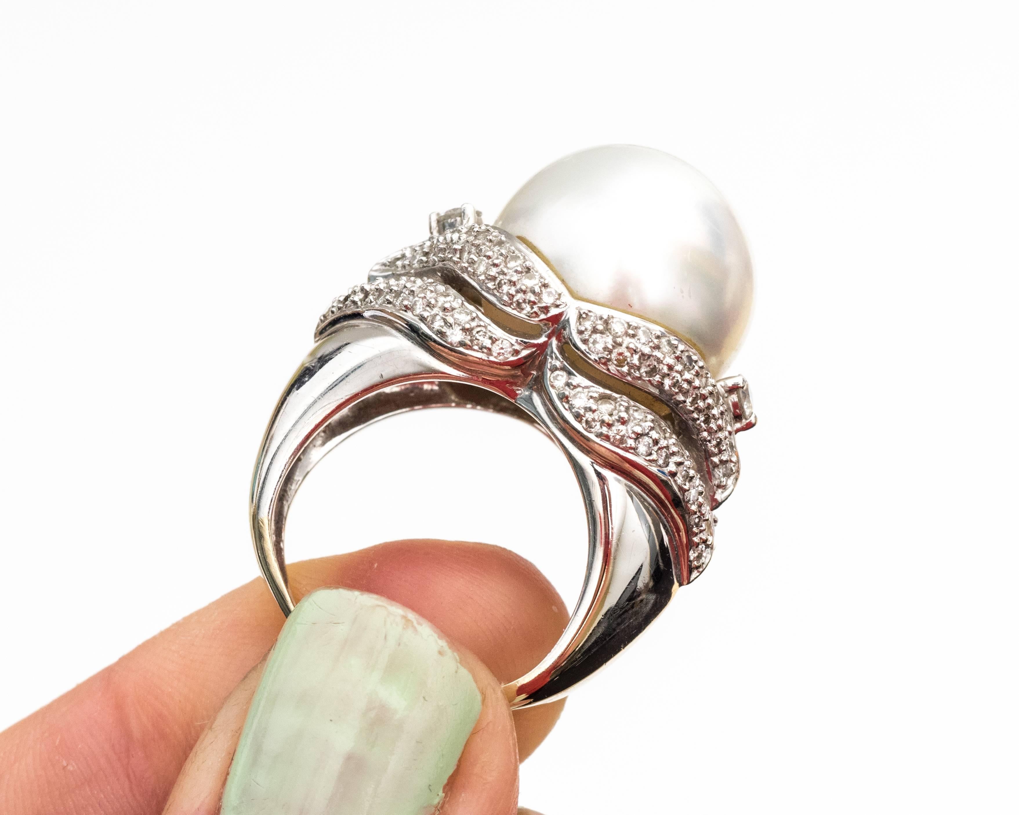pearl and diamond cocktail ring