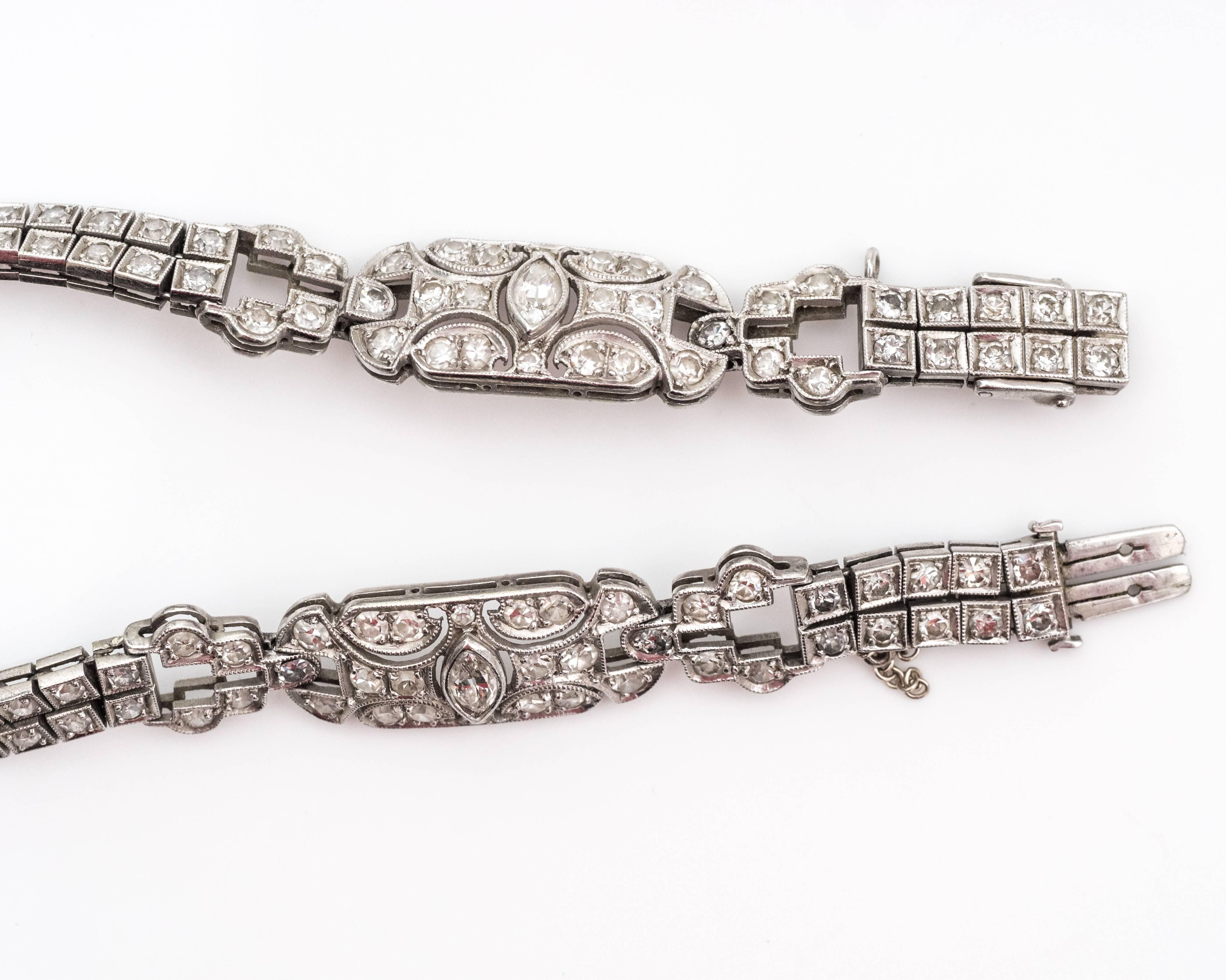 1905 Art Nouveau 3.5 Carat Diamond Platinum Bracelet 1