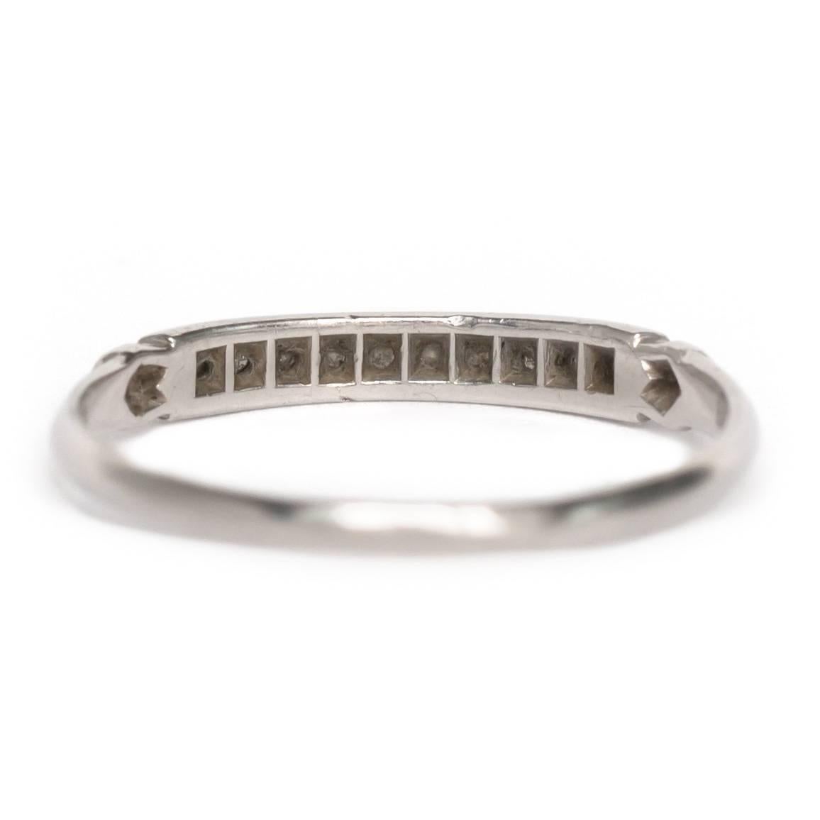 Women's 1930s Art Deco Single Cut Diamond Platinum Wedding Band Ring