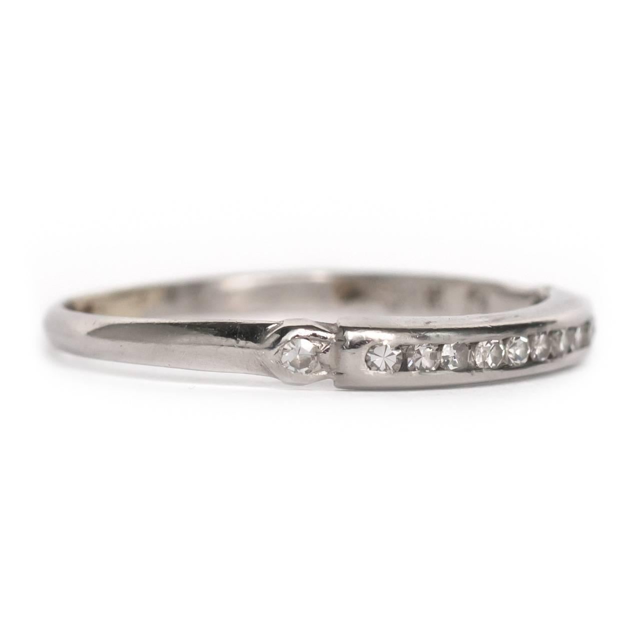 Item Details: 
Ring Size: 7.75
Metal Type: Platinum
Weight: 2.2 grams

Diamond Details
Shape: Antique Single Cut 
Carat Weight: .10 carat total weight 
Color: F
Clarity: VS

Finger to Top of Stone Measurement: 1.46mm
