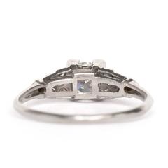 1940s Art Deco Transitional European Cut Diamond Platinum Wedding Ring