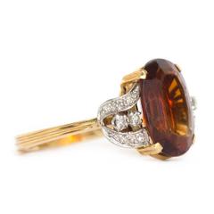 1950s H.Stern 4 Carat Citrine Diamond Yellow Gold Ring