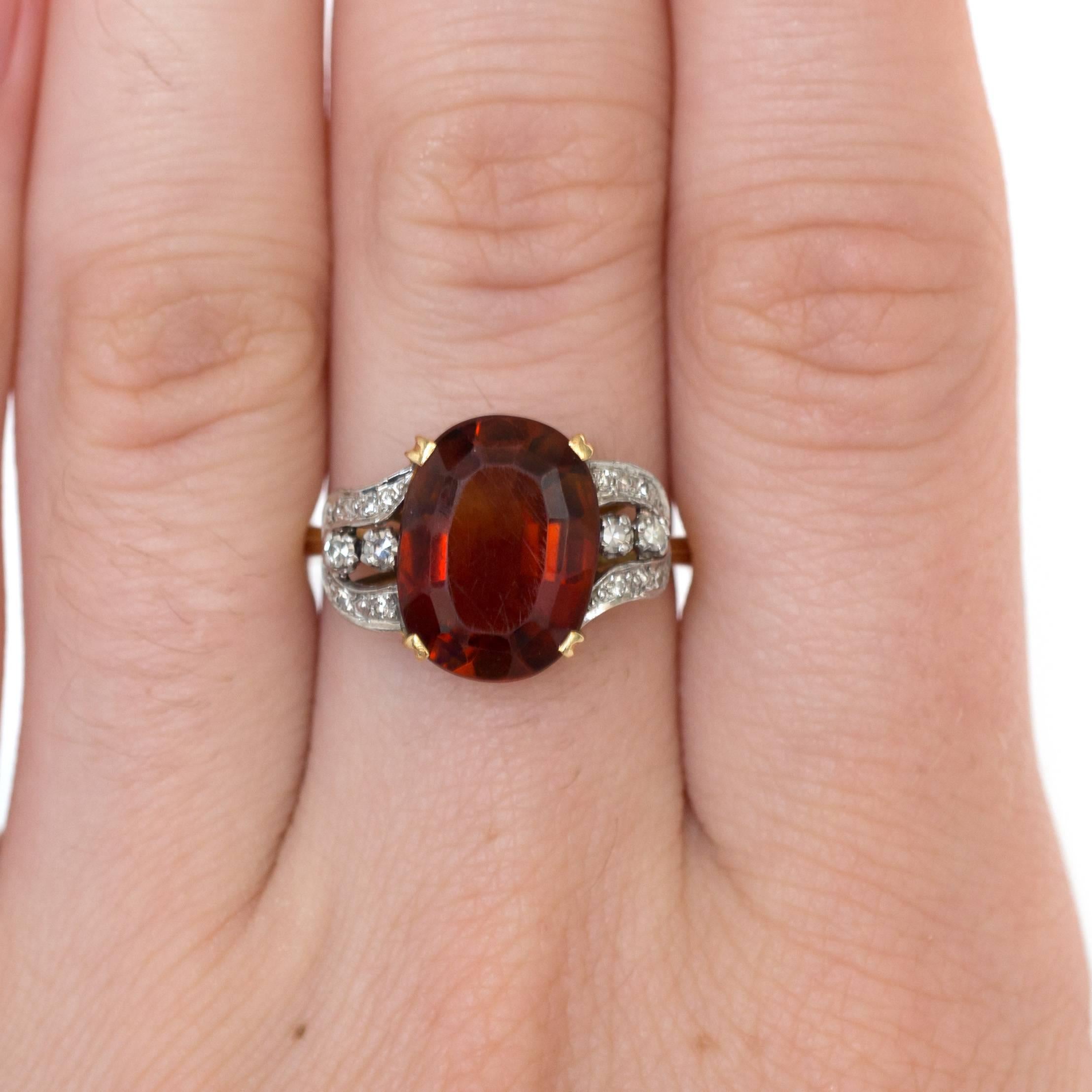Retro 1950s H.Stern 4 Carat Citrine Diamond Yellow Gold Ring