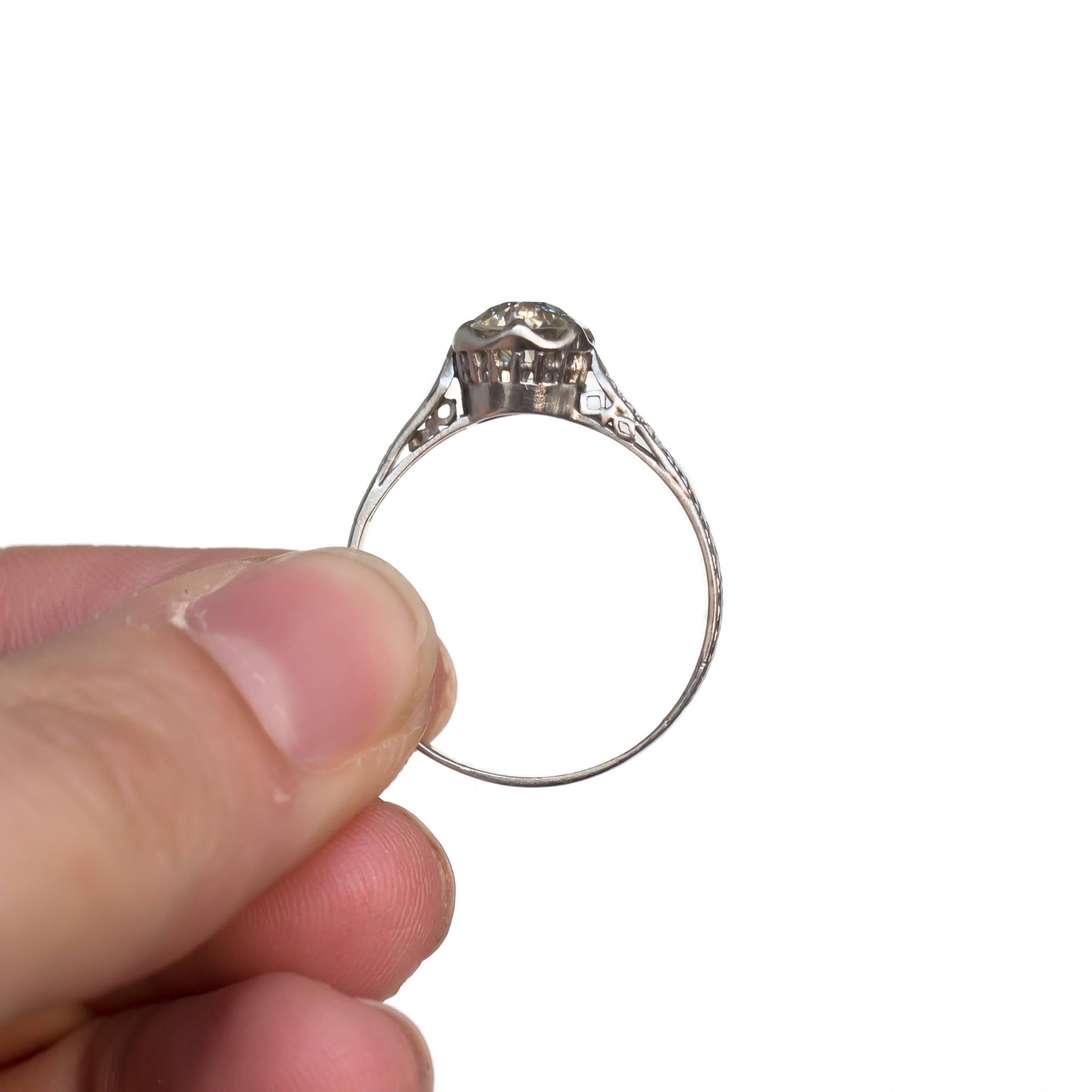 Bague de fiançailles édouardienne en platine avec diamant européen ancien de 1,23 carat certifié par le GIA, 1910 en vente 3