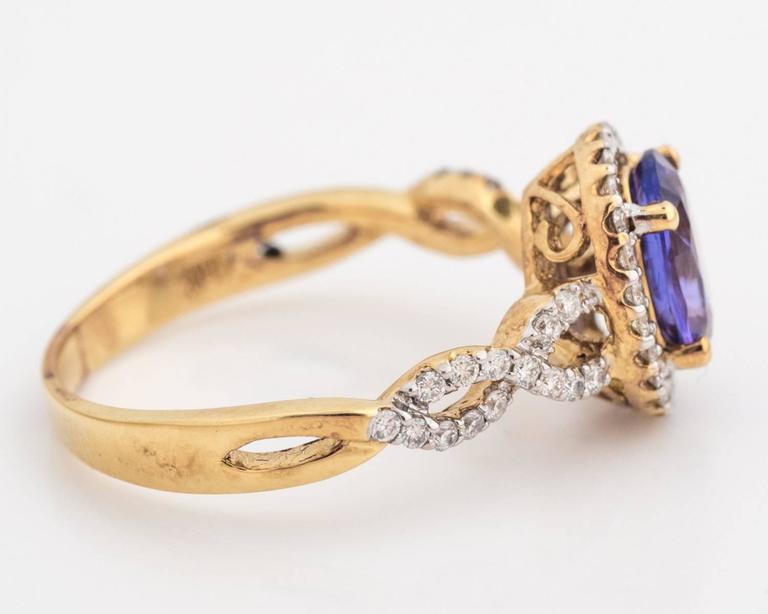 Tanzanite Diamond Yellow Gold Crossover Ring For Sale (Free Shipping ...