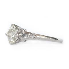 Edwardian 1.04 Carat Old European Brilliant Cut Diamond Platinum Engagement Ring