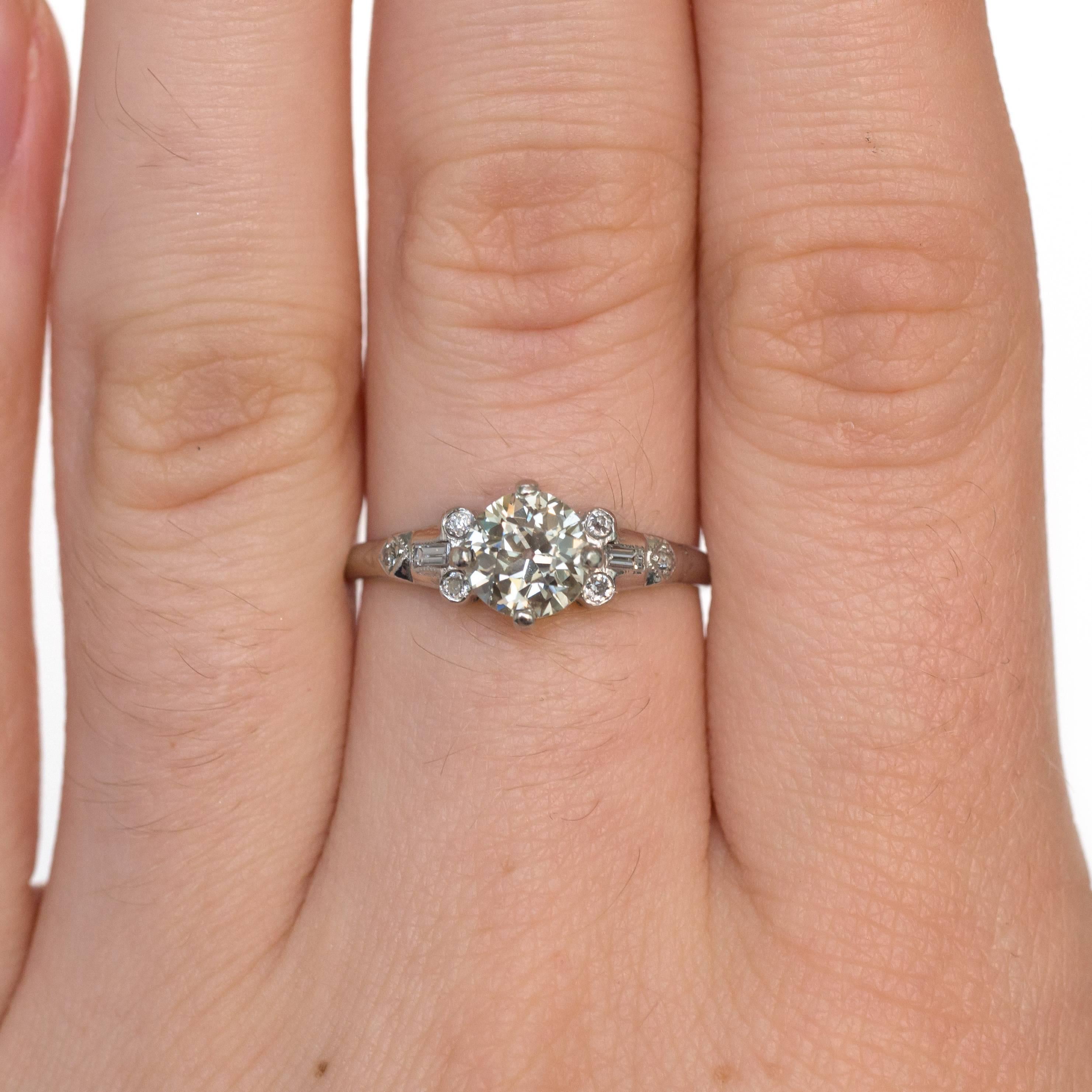 Edwardian 1.04 Carat Old European Brilliant Cut Diamond Platinum Engagement Ring In Fair Condition For Sale In Atlanta, GA