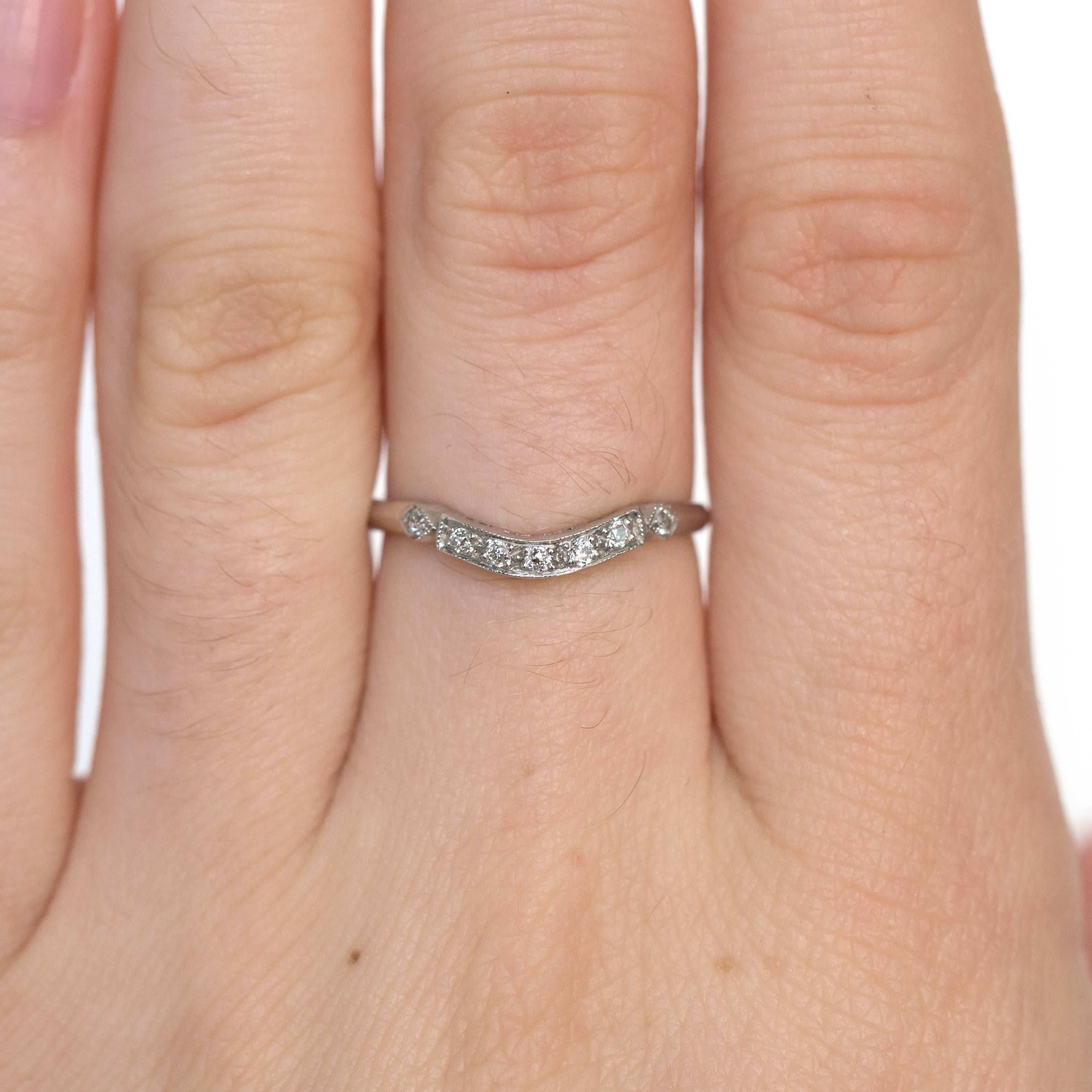 1910 Edwardian Antique Single Cut Diamond Platinum Wedding Band Ring 1