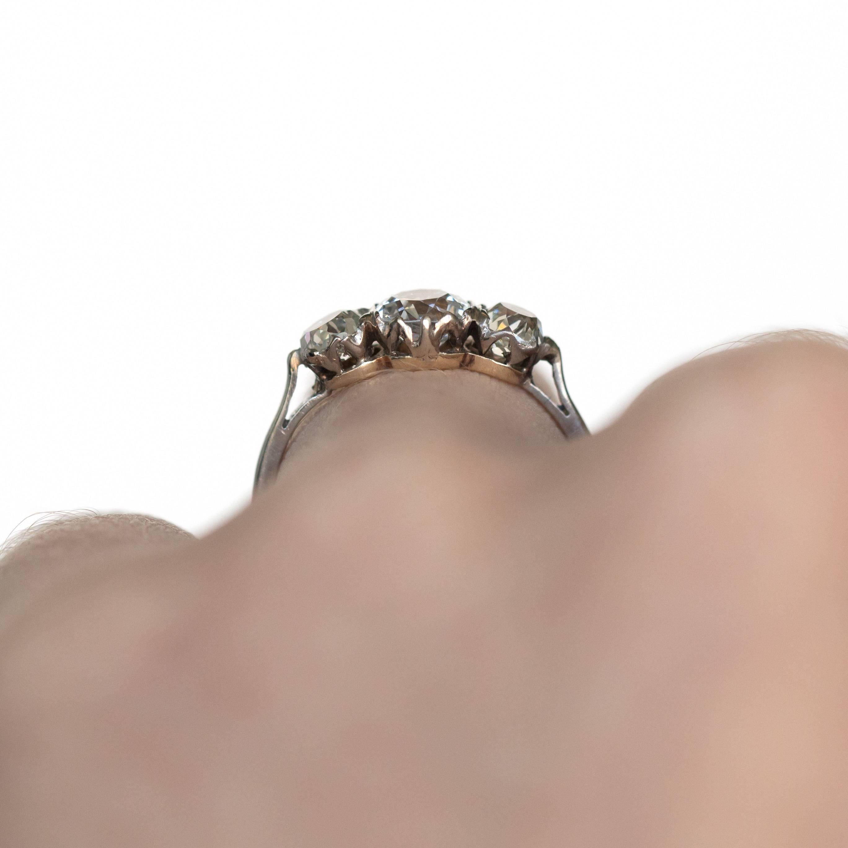 Edwardian 3 GIA Certified Diamonds Yellow Gold Platinum Engagement Ring 1