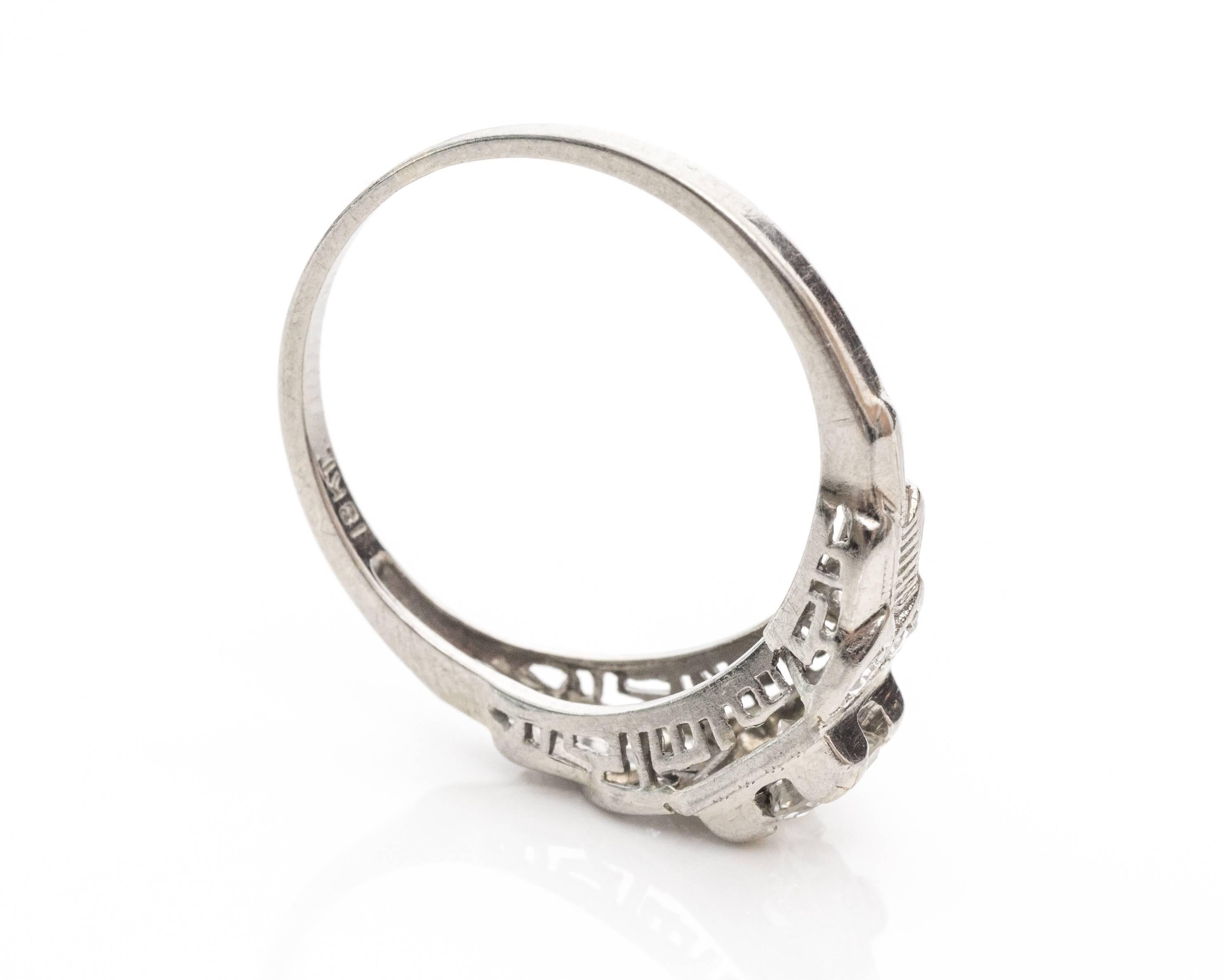 1930s Art Deco .30 Carat Old European Diamond White Gold Engagement Ring In Good Condition In Atlanta, GA