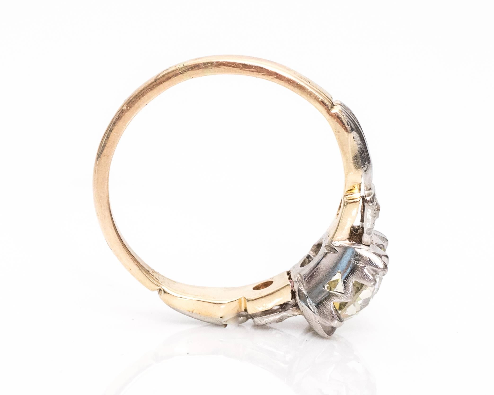 Old European Cut 1910 GIA Certified 1.19 Carat Diamond 14 Karat Yellow Gold Engagement Ring