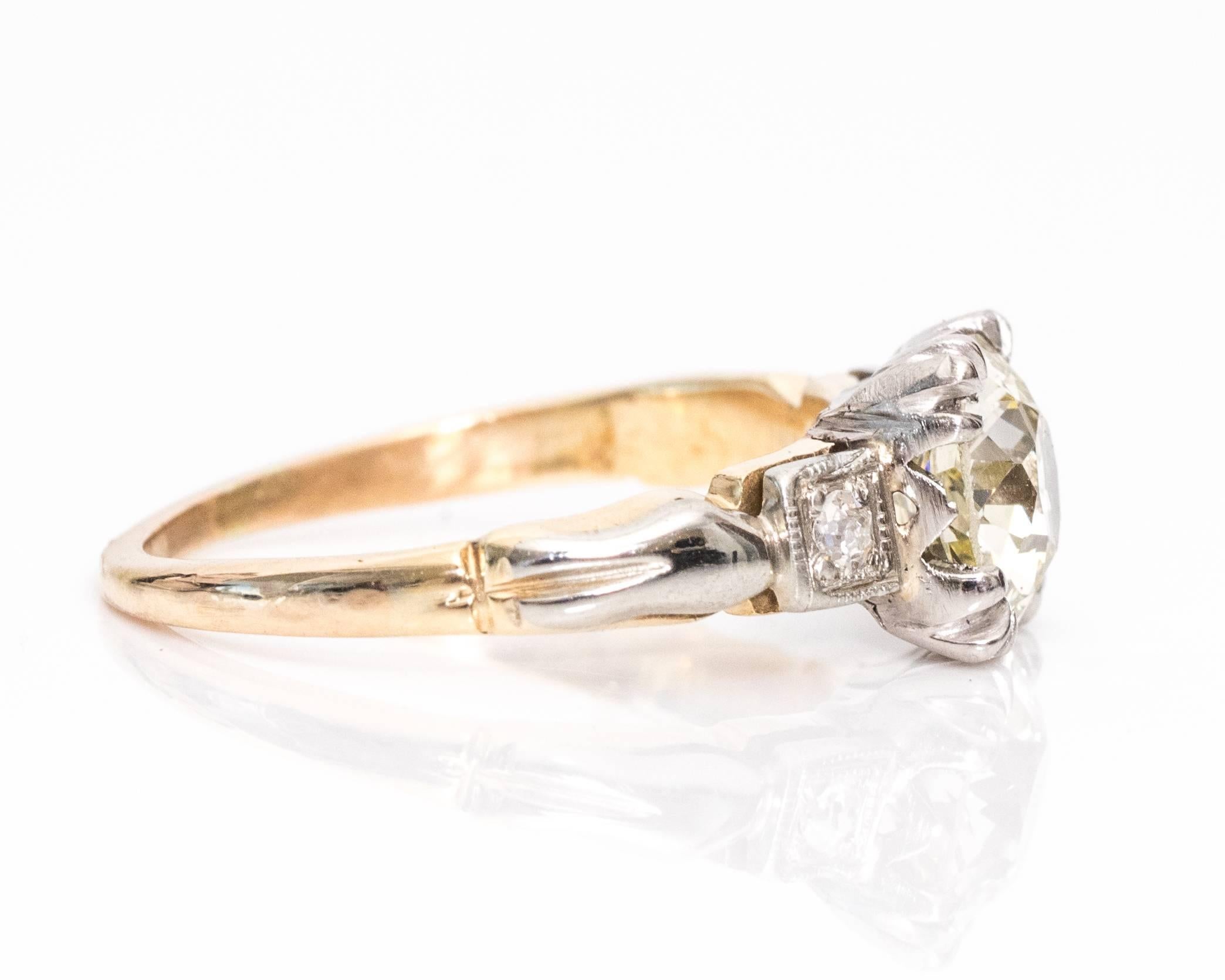 1910 GIA Certified 1.19 Carat Diamond 14 Karat Yellow Gold Engagement Ring In Good Condition In Atlanta, GA