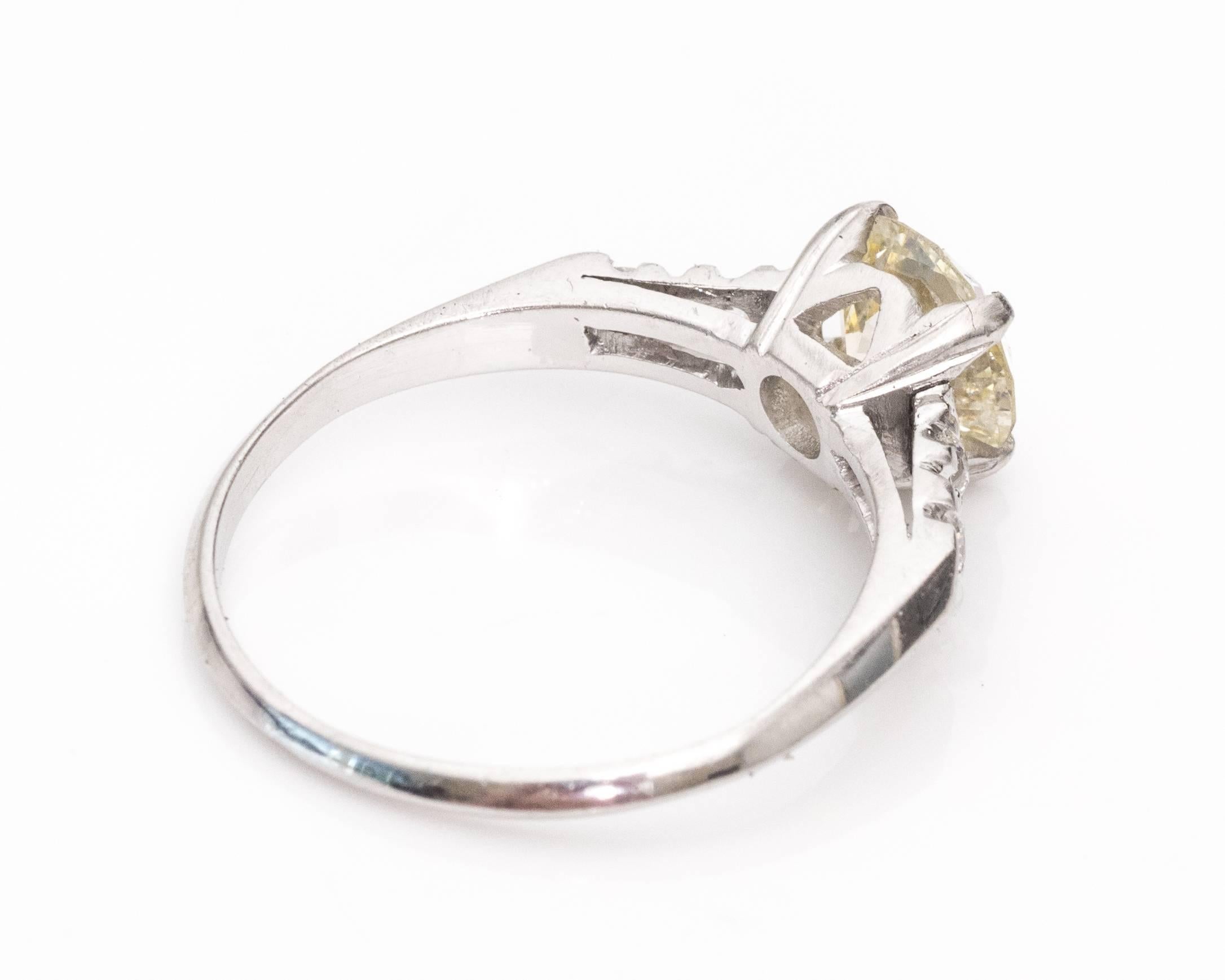 Old European Cut 1925 Art Deco GIA Certified 1.19 Carat Diamond Platinum Engagement Ring