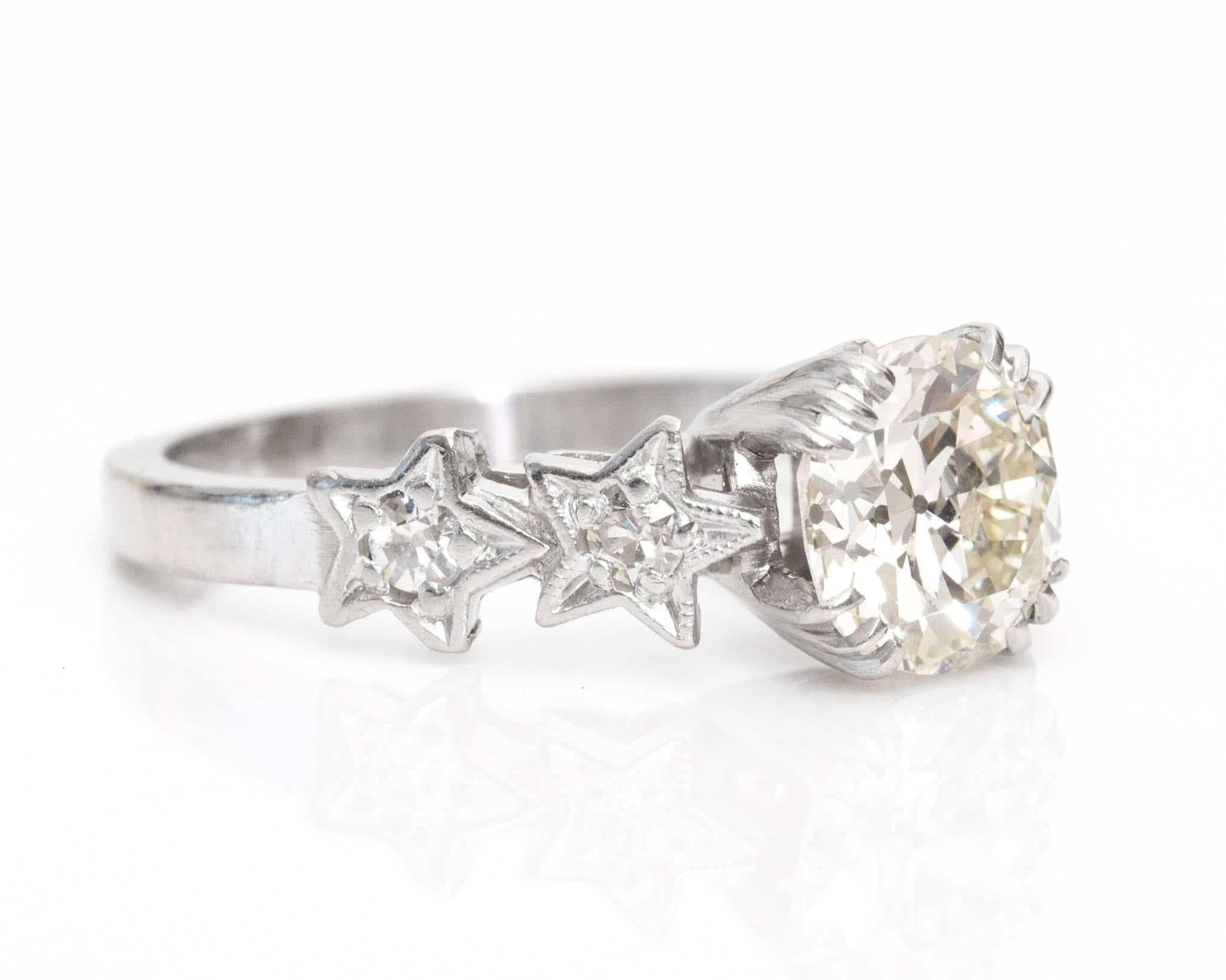 1920s Art Deco 1.53 Carat GIA Certified Diamond Platinum Engagement Ring In Good Condition In Atlanta, GA