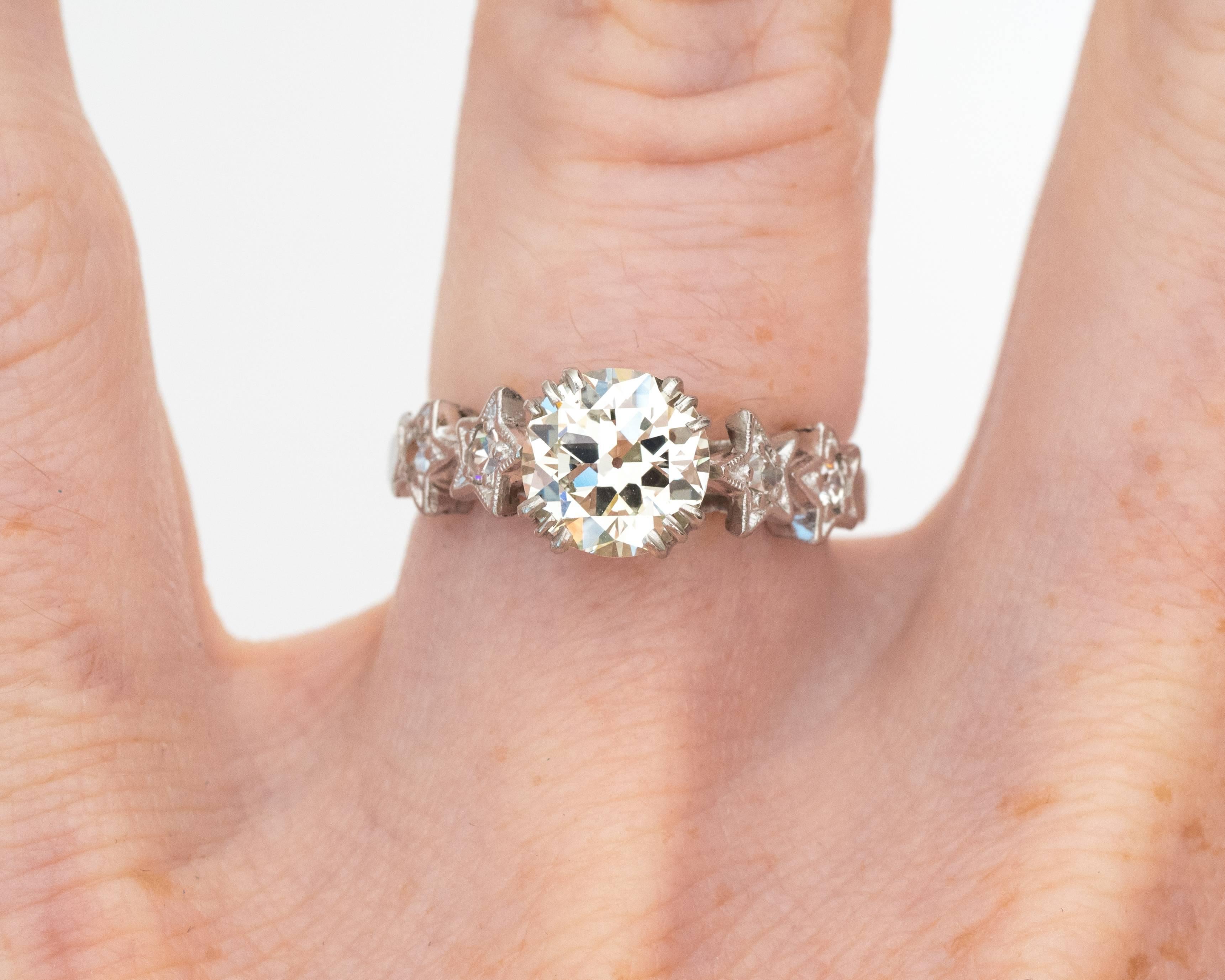 1920s Art Deco 1.53 Carat GIA Certified Diamond Platinum Engagement Ring 2
