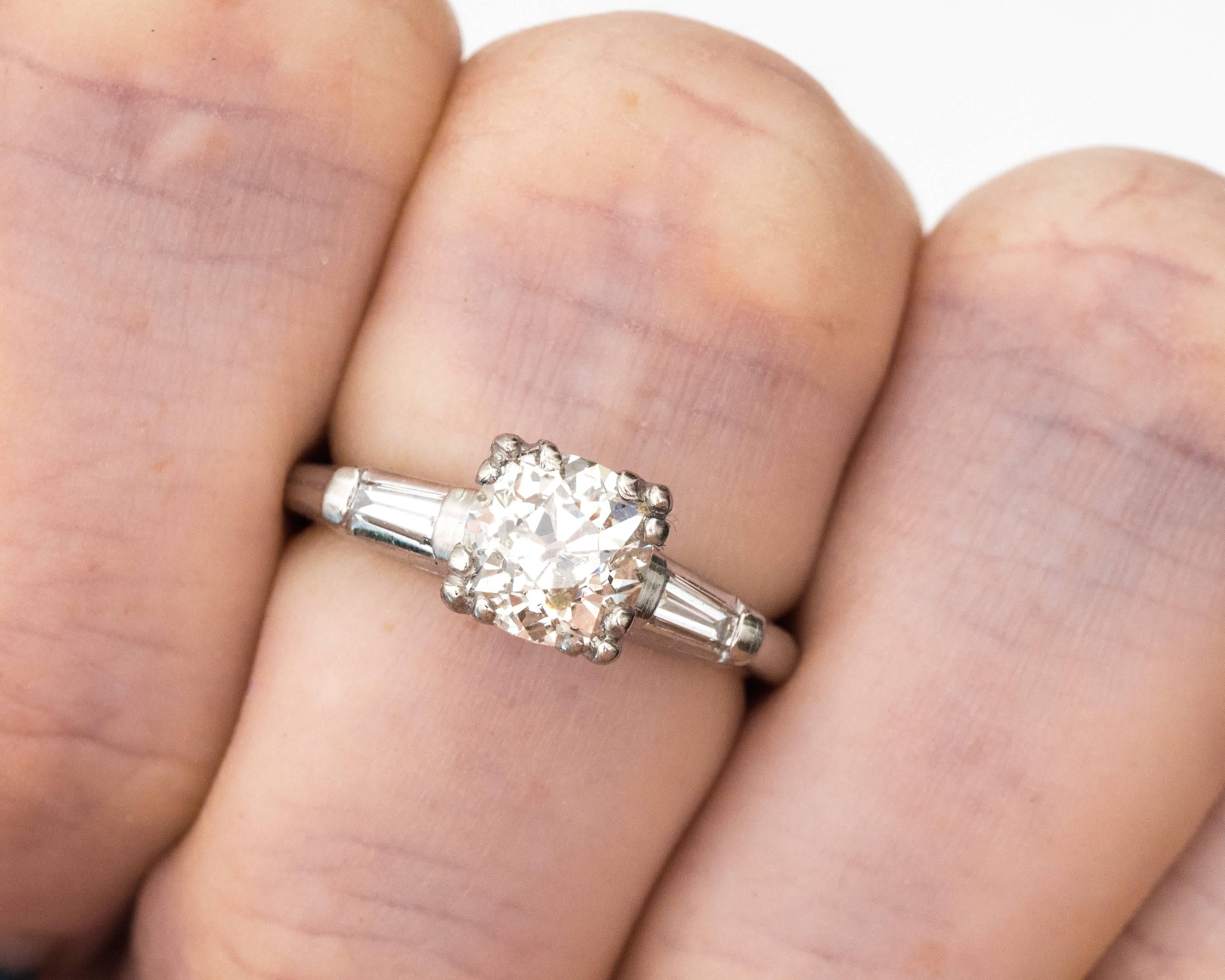 1920s Art Deco 1.14 Carat GIA Certified Diamond Platinum Engagement Ring In Good Condition In Atlanta, GA