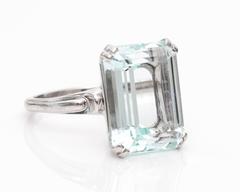 1940s Aquamarine White Gold Ring