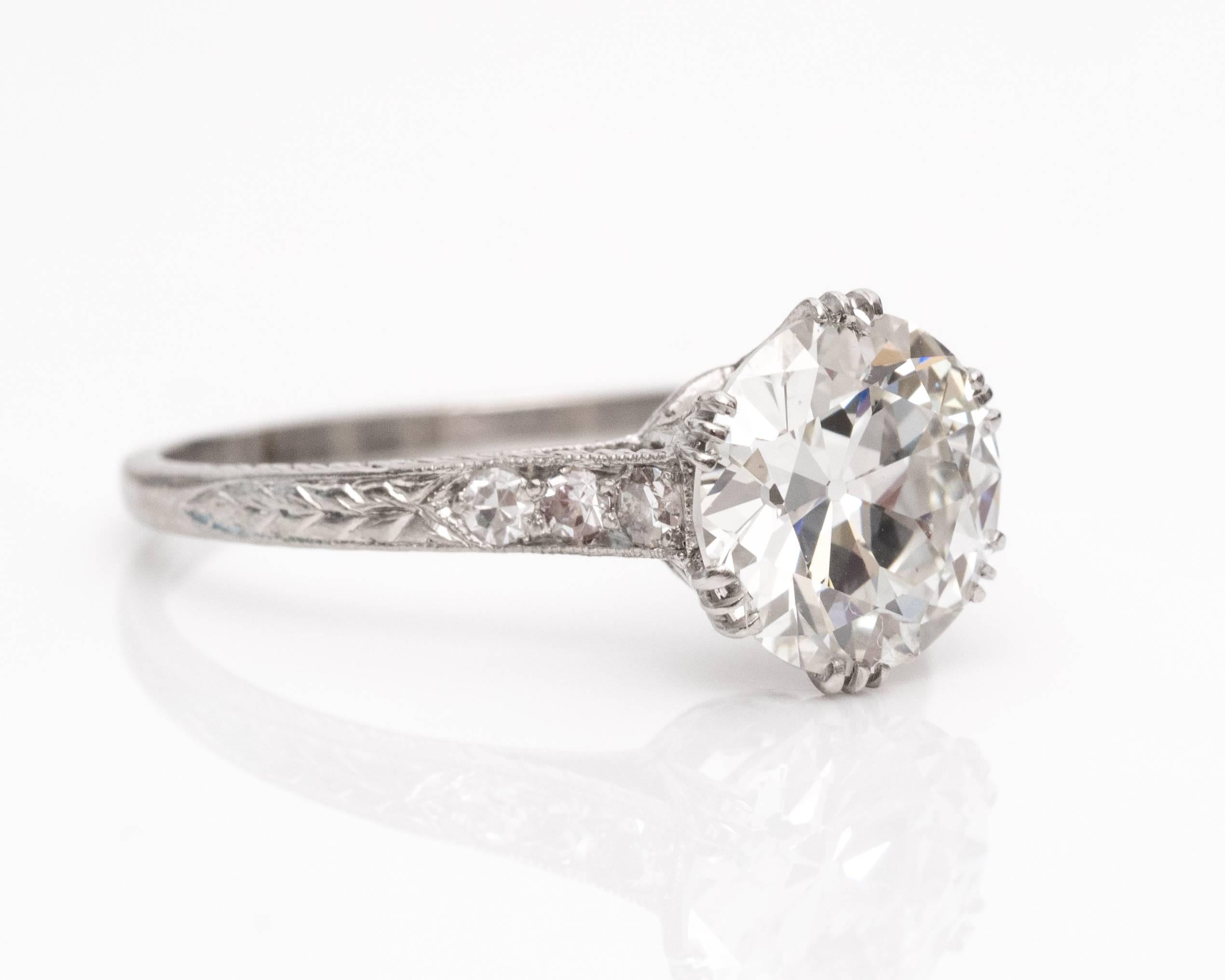 Art Deco 1920s GIA Certified 2.01 Carat Diamond and Platinum Engagement Ring